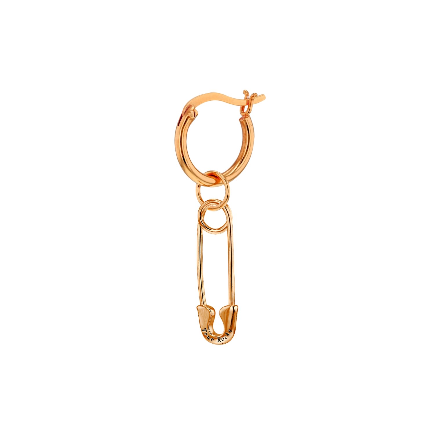 Men’s 18K Rose Gold Plated Safety Pin Hoop - Single True Rocks