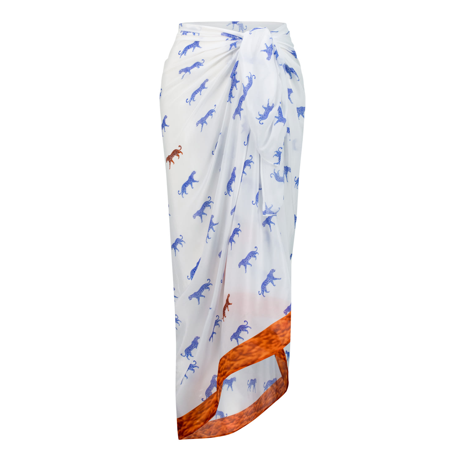 Dhara Sheth Dubai Women's Blue / Brown / White Leopard Luxe Sarong
