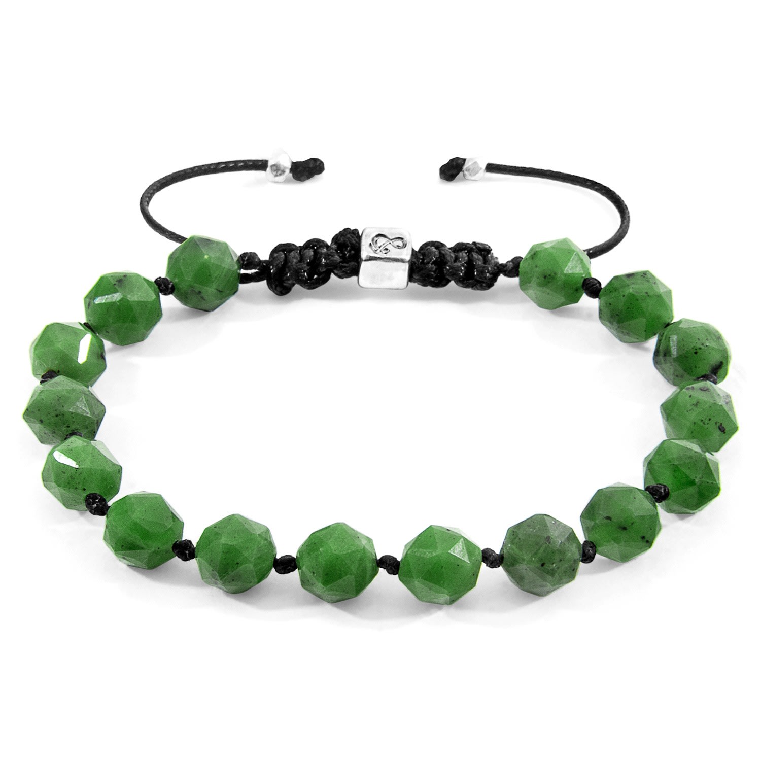 Men’s Silver / Green Green Jade Zebedee Silver & Stone Beaded Macrame Bracelet Anchor & Crew