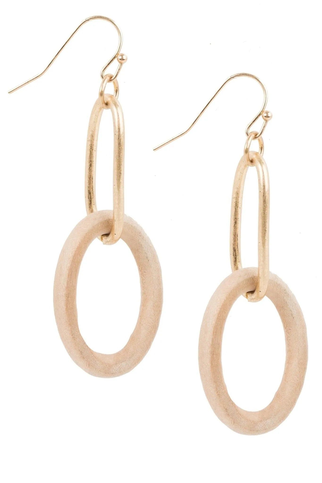 Saachi Women's Wooden Gold Link Hoop Earrings