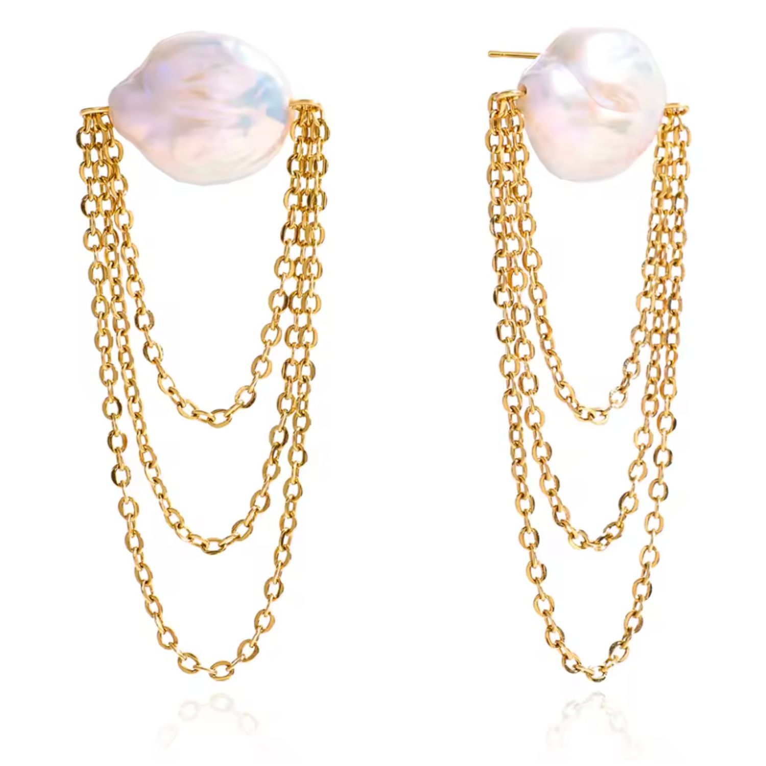 Olivia Le Women's Gold Floating Pearl Chain Earrings In Multi