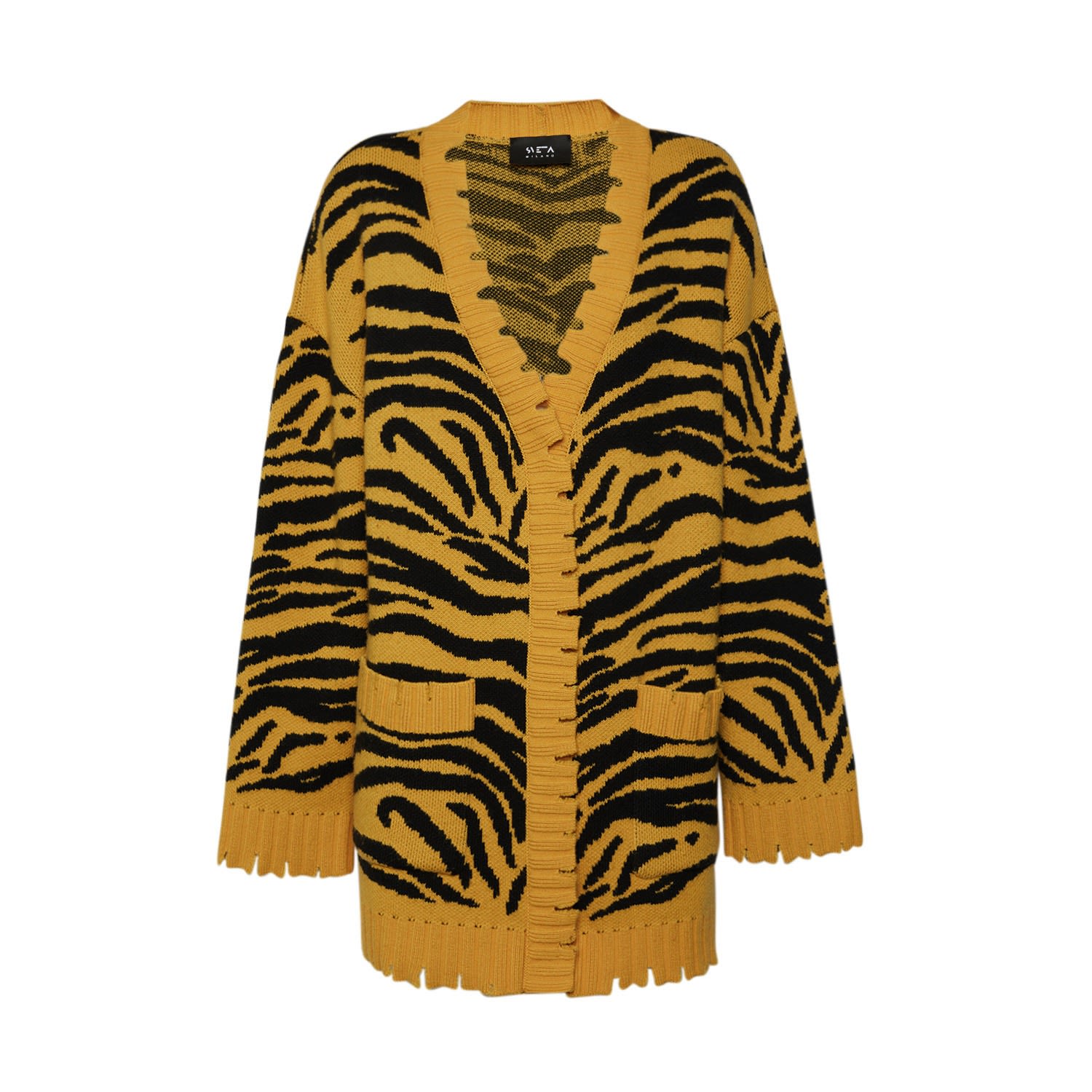 Women’s Tiger Jacquard Long Cardigan One Size Sveta Milano