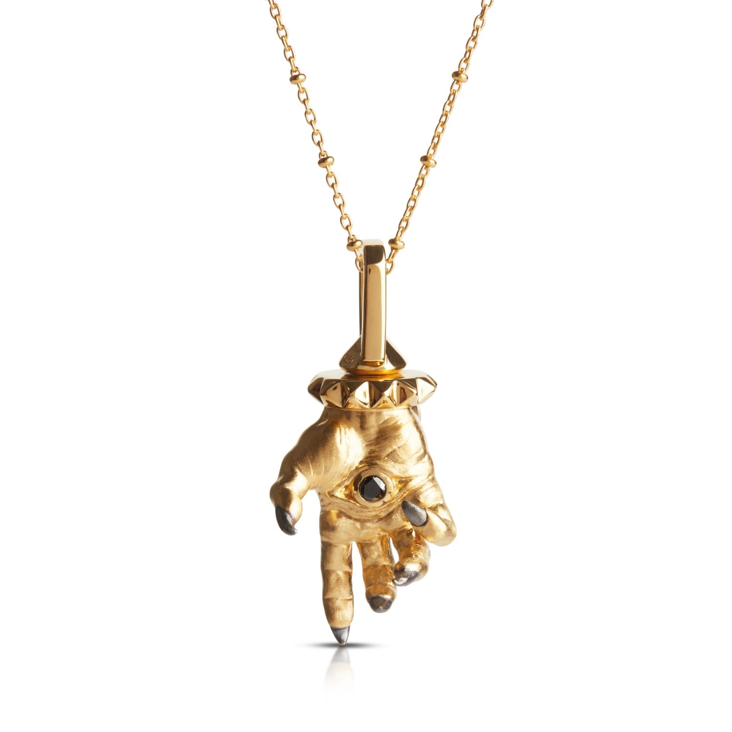 Kasun Men's Hand Of The Protector Pendant - April - Black Diamond - Gold Vermeil