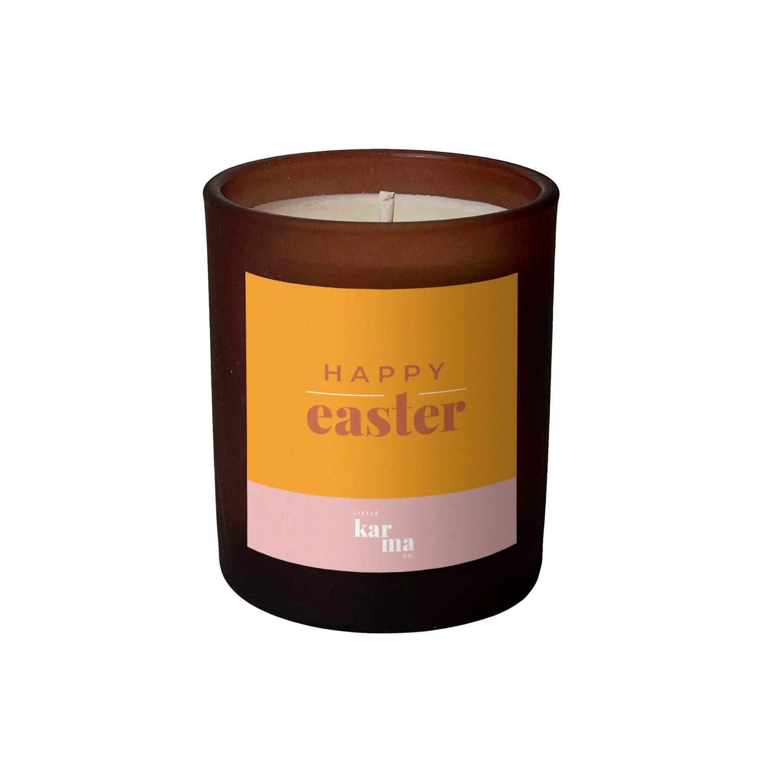 Little Karma Co. Ltd Orange Happy Easter Candle - Lemongrass & Ginger Refillable Midi In Orange