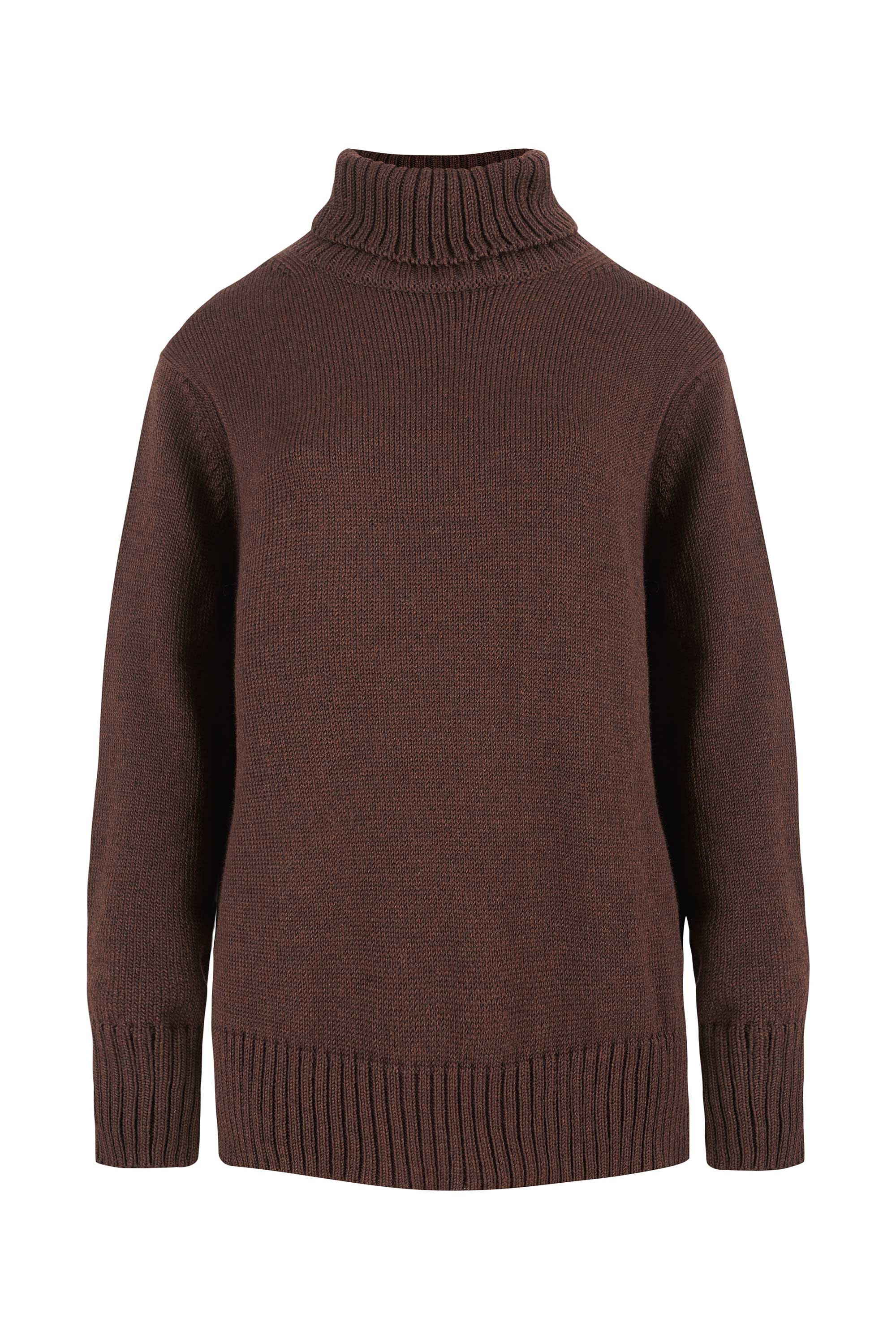 Salanida Women's Brown Morbido Merino Turtleneck Chocolate