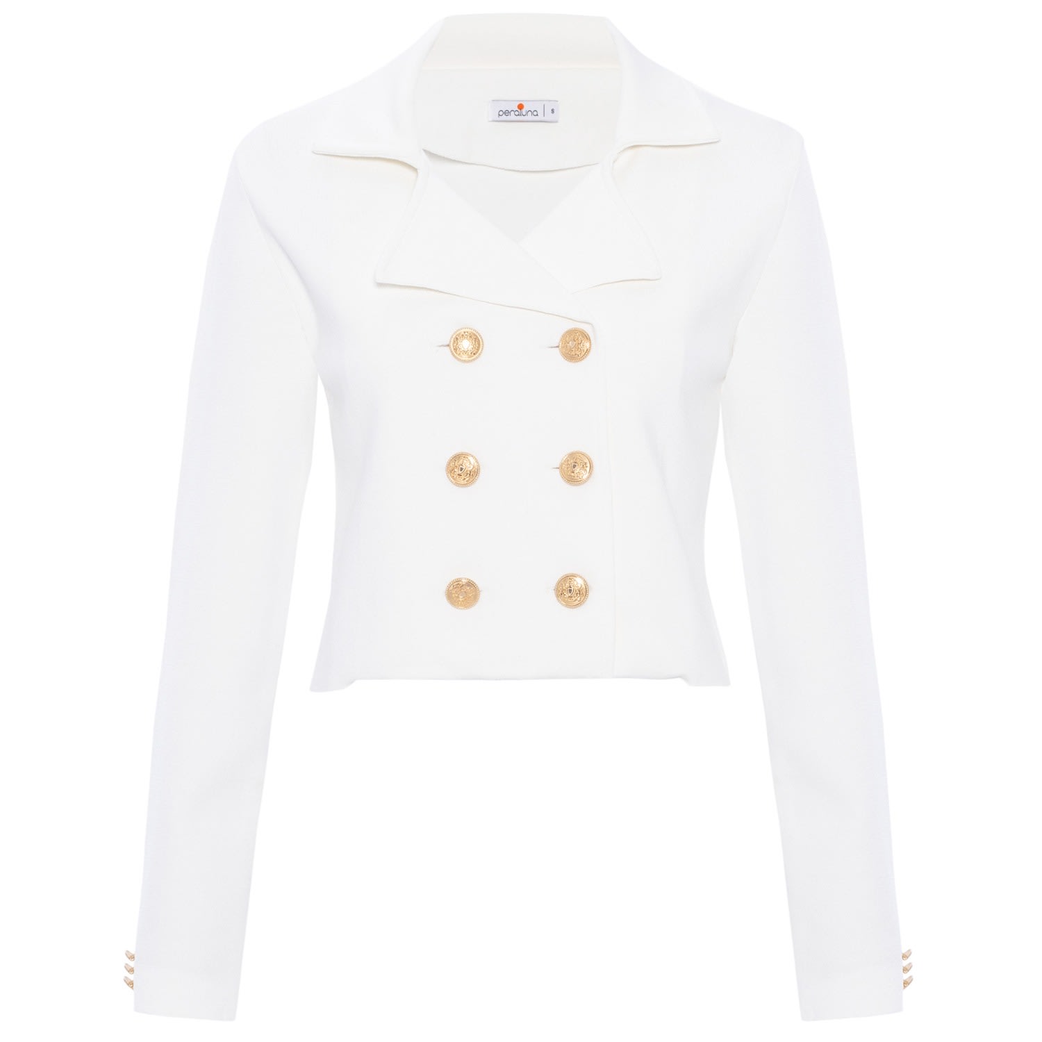 Women’s White Kathy Crop Blazer Knit Jacket In Ecru Small Peraluna