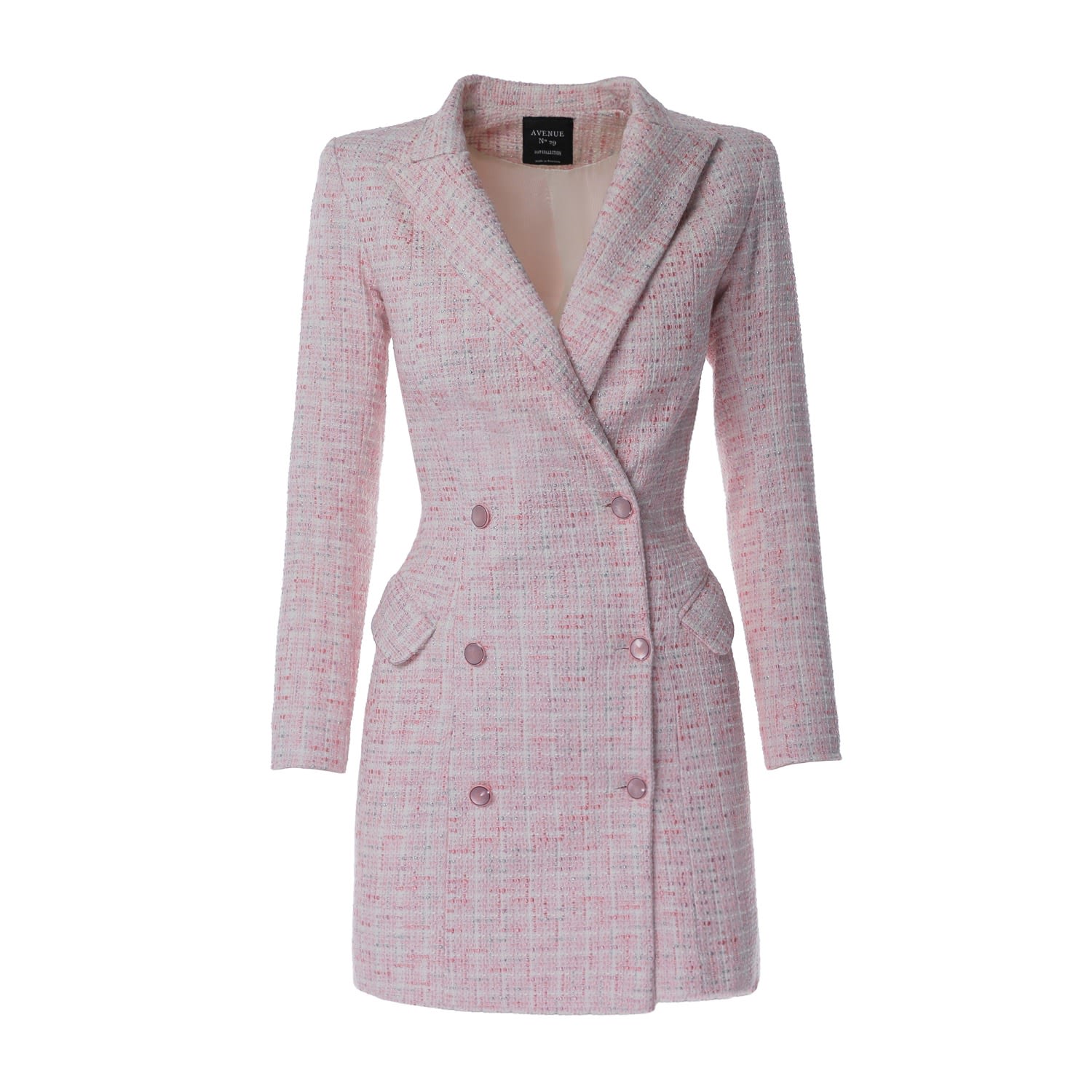 Avenue No.29 Women's Pink / Purple Double Breasted Boucle Blazer Dress - Pink In Pink/purple