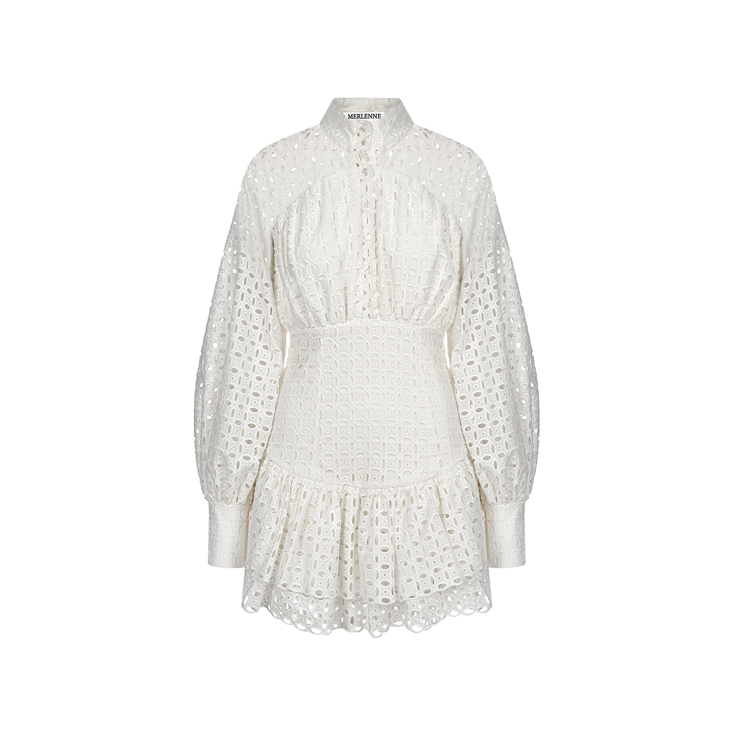 Merlenne Women's White Embroidery Poplin Dress In White