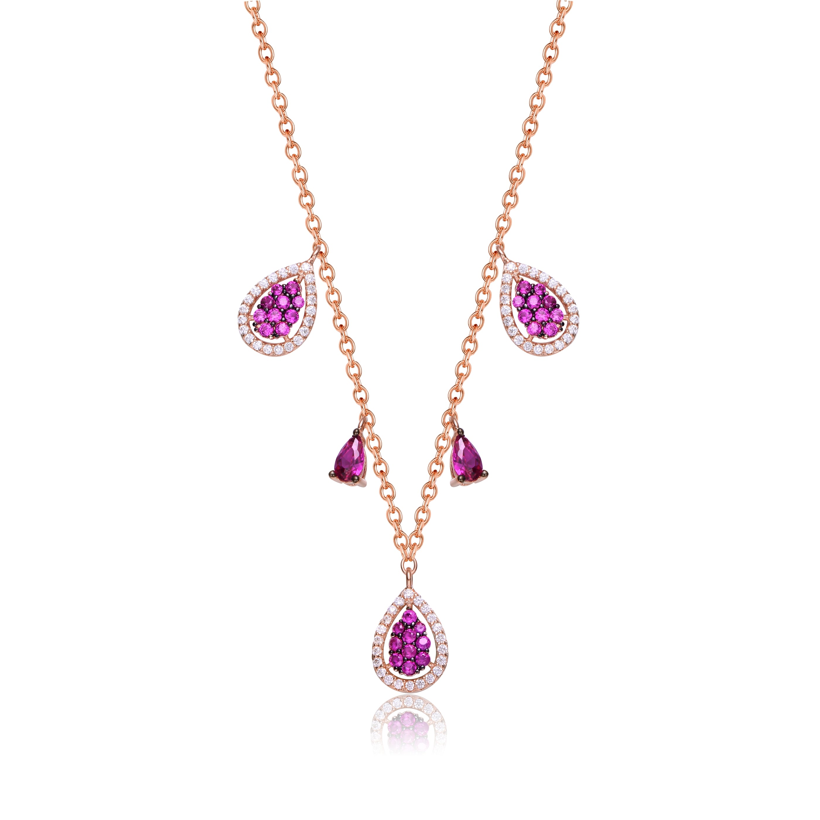 Women’s Red / Pink / Purple Raquelle Dainty Pink Charms Necklace Genevive Jewelry