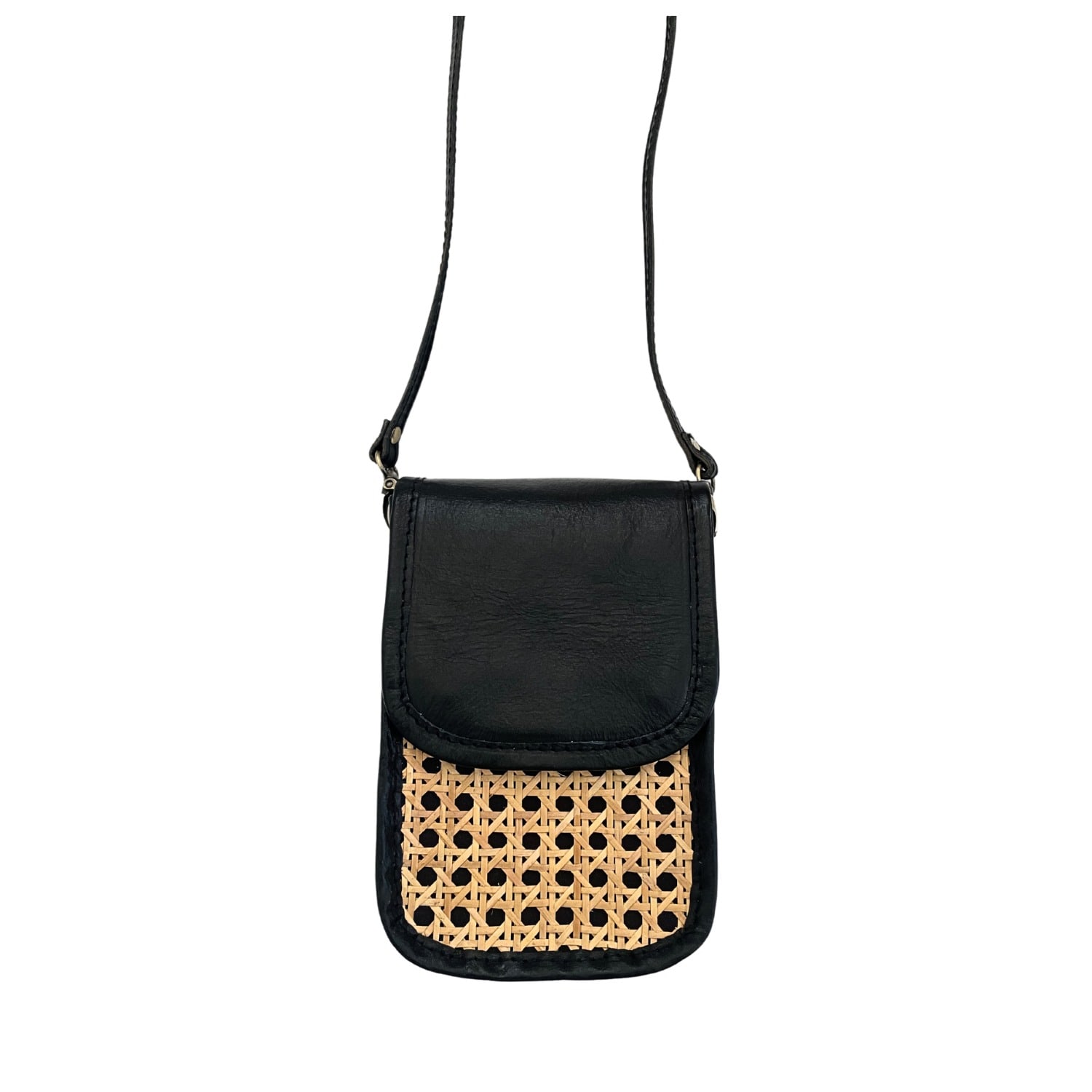 Pink Haley Women's Black / Neutrals Jessica Cane And Leather Clutch Crossbody-black In Black