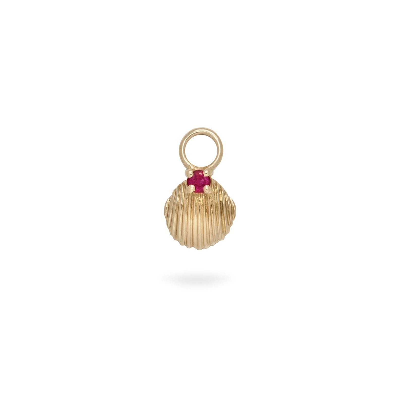 Zohreh V. Jewellery Women's Gold / Red Ruby Shell Earring Charm 9k Gold