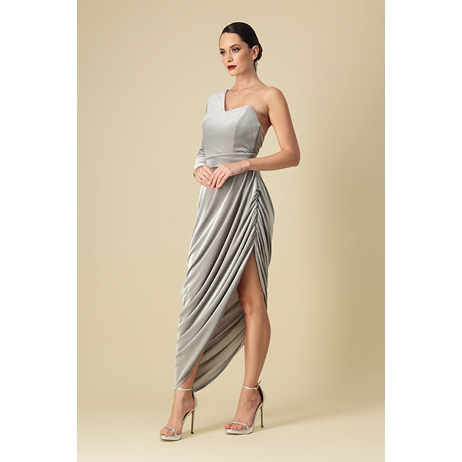 ♦︎ANDRESD♦︎drape velour dress Amazon.com: Adrianna Papell Women's Velvet High Low Gown