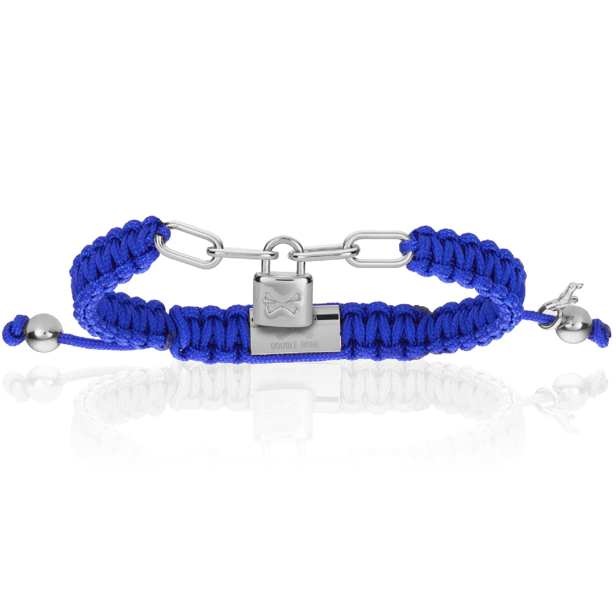 Men’s Silver Lock With Blue Polyester Bracelet Unisex Double Bone Bracelets