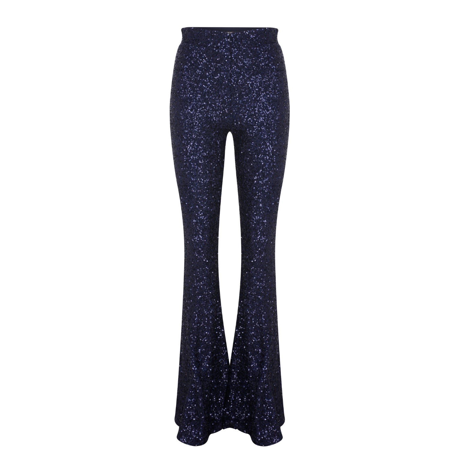 Nazli Ceren Maisy Sequin Flared Trousers In Midnight Blue In Blue