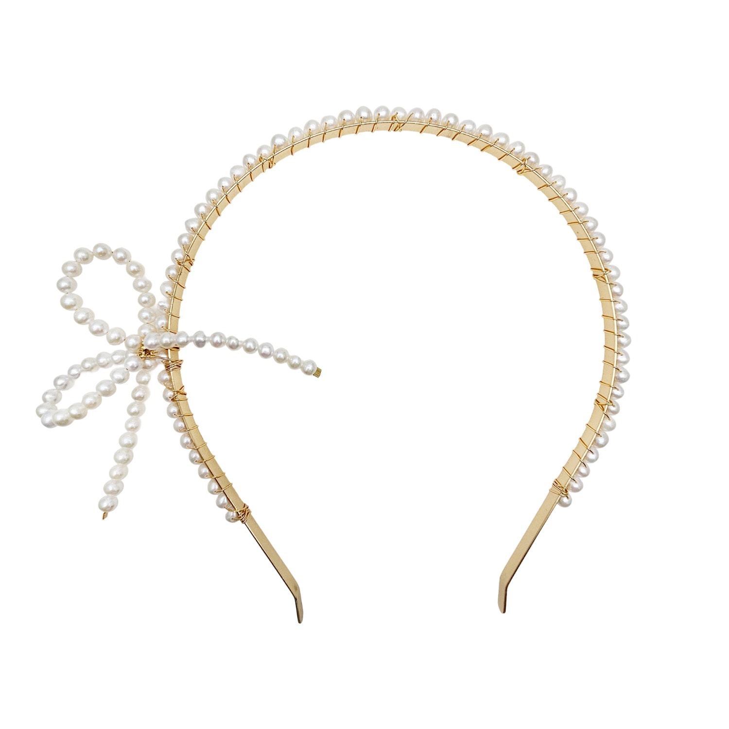 Women&rsquo;s White Freshwater Pearls Crafted Butterfly Knot Hair Band | Farra