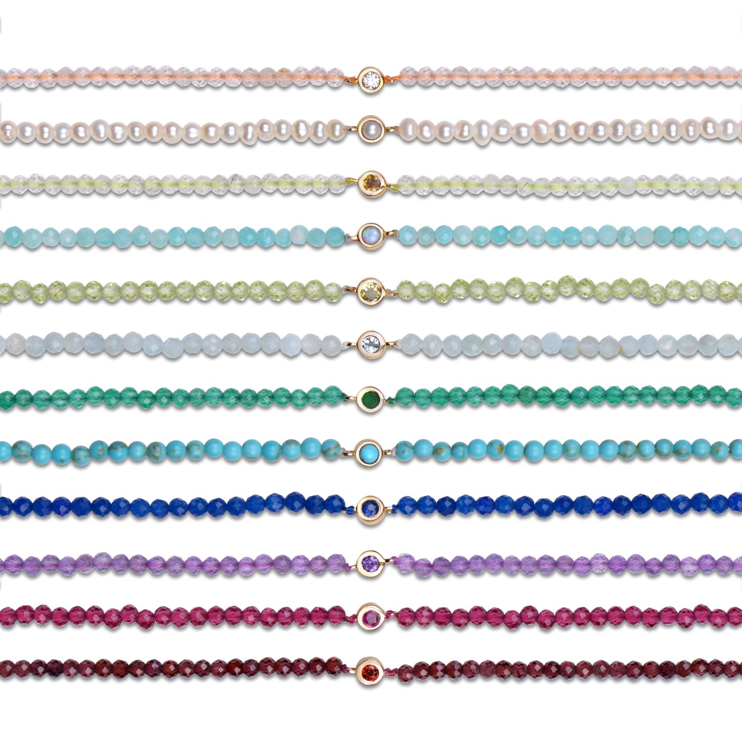 Zohreh V. Jewellery Women's Birthstone Beaded Bracelet 9k Gold