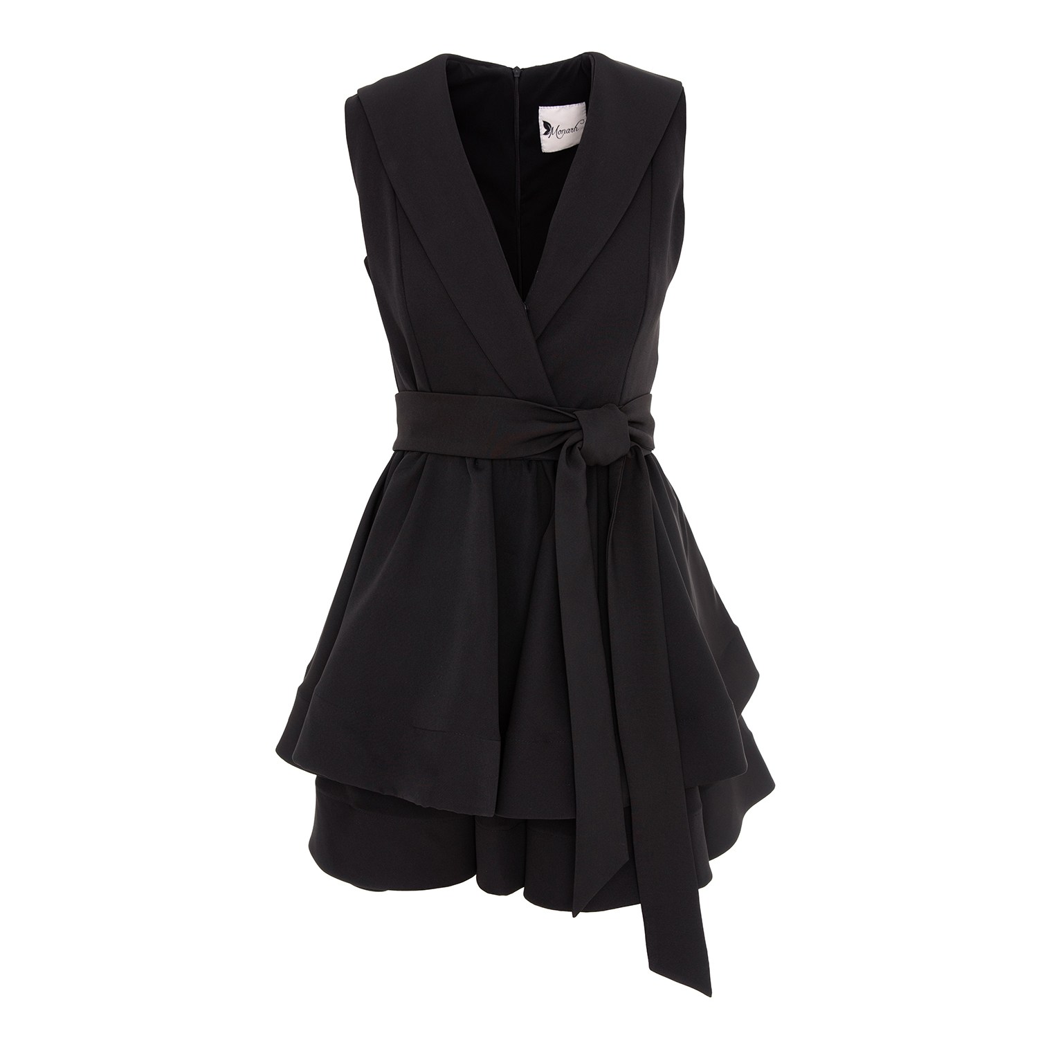 Monarh Women's Black / Red / White Vest-style Dress With Lapels In Black/red/white
