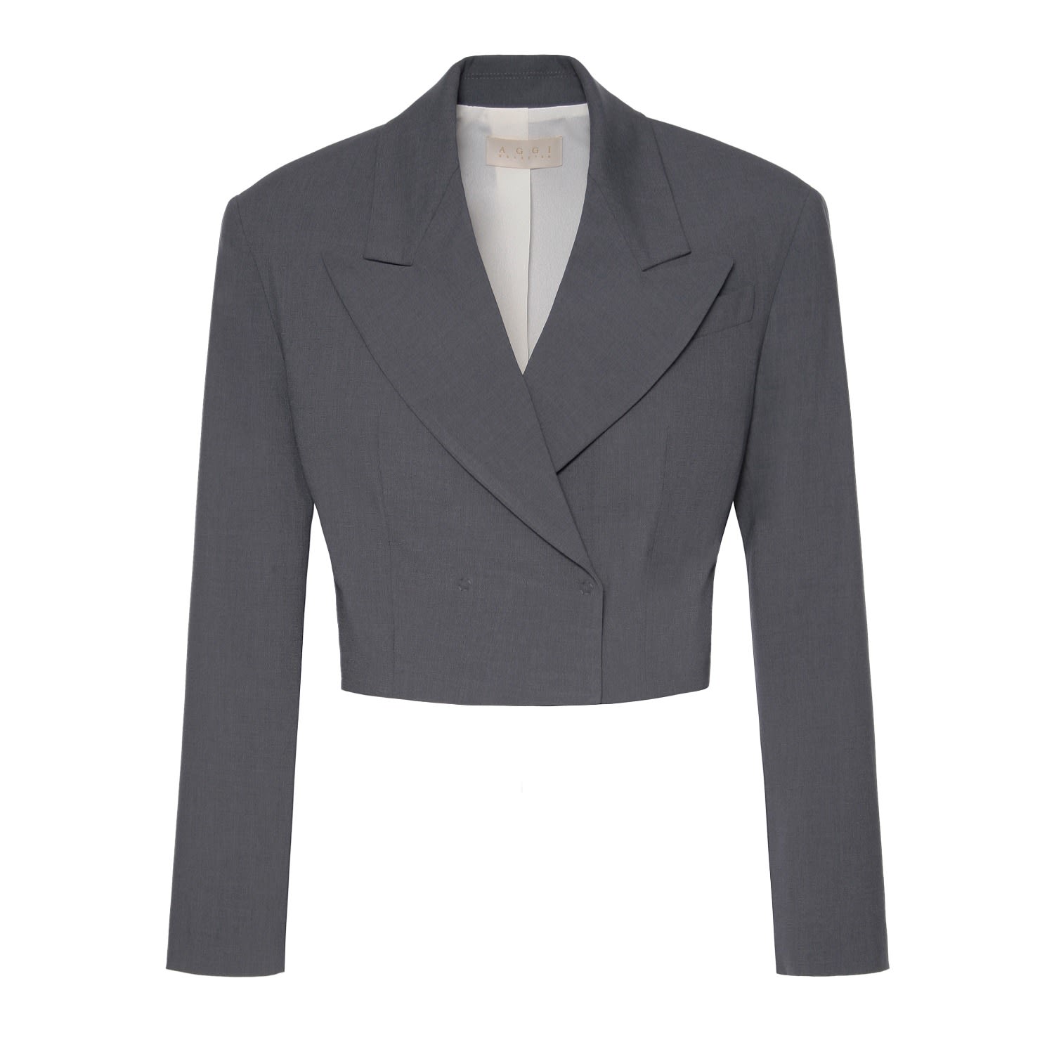 Shop Aggi Women's Grey Giorgia Castlerock Short Double Breasted Blazer