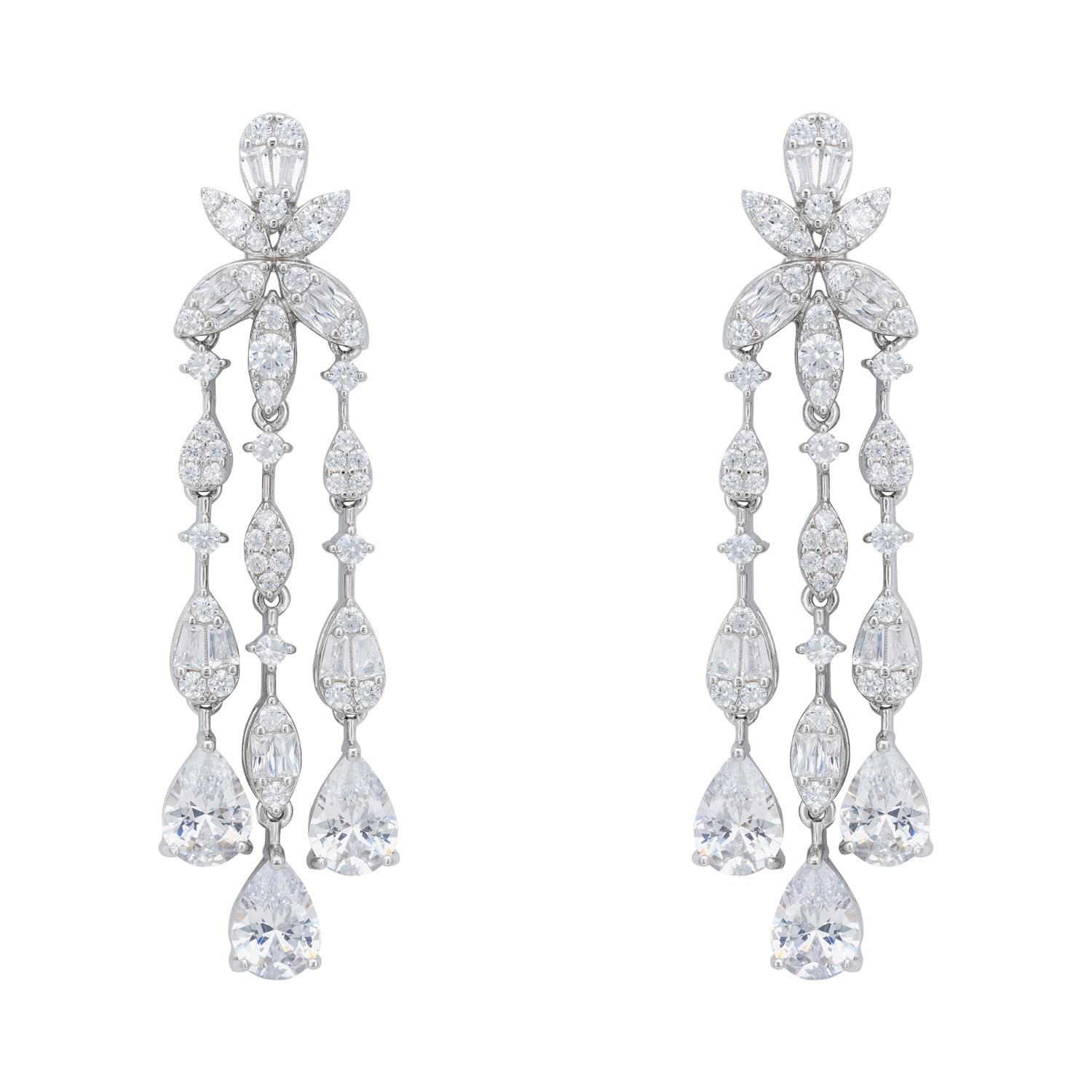 LATELITA WOMEN'S WHITE / SILVER DUCHESS MOISSANITE DROP EARRINGS SILVER