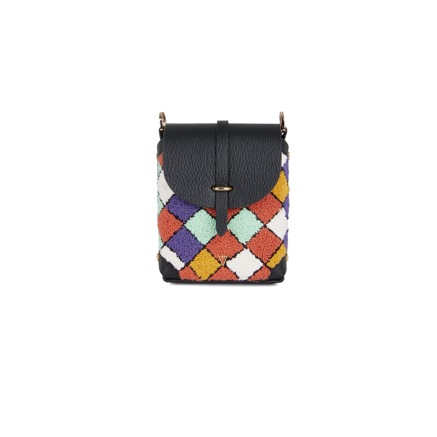 Women’s Astrum Shoulder Bag Argyle Pattern Punch Black Hiva Atelier