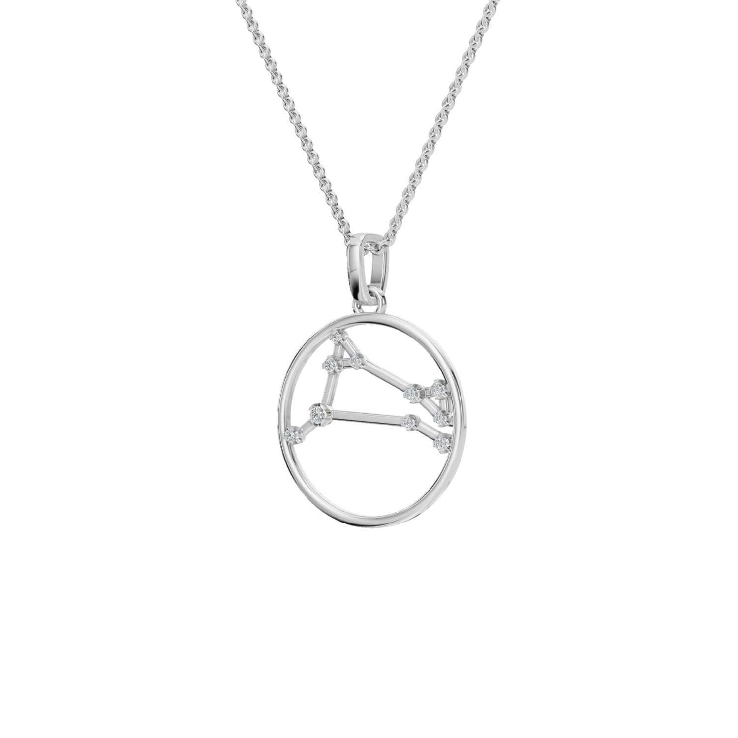 Aya Fine Jewelry Women's Yellow / White / Rose Gold Eighteen Kt Dainty Diamond Zodiac Necklace In Silver