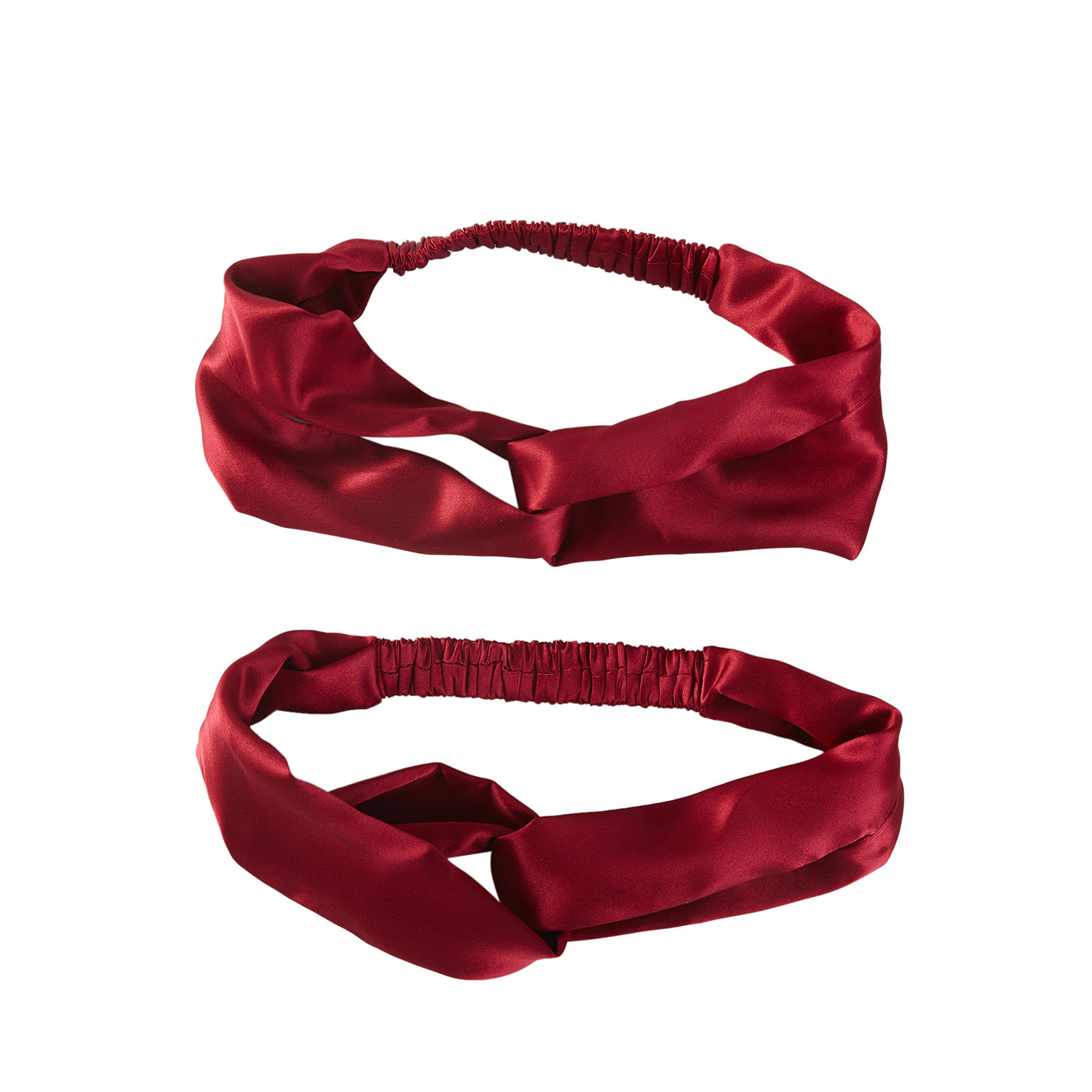 Women's Red Pure Mulberry Silk Turban Style Headband - Set Of Two - Burgundy | One Size | Soft Strokes Silk