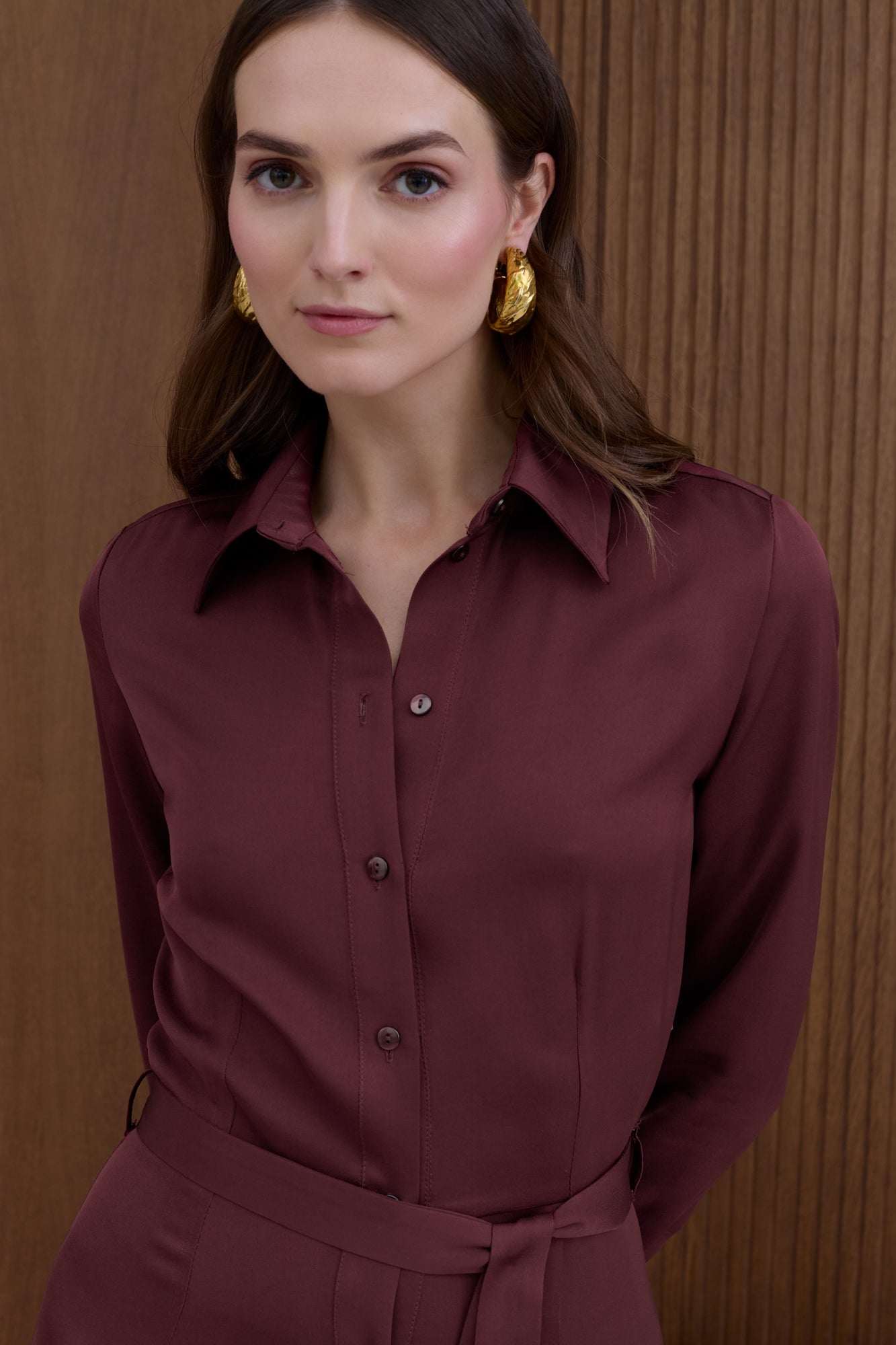 Undress Anouk Burgundy Shirt Dress - Red
