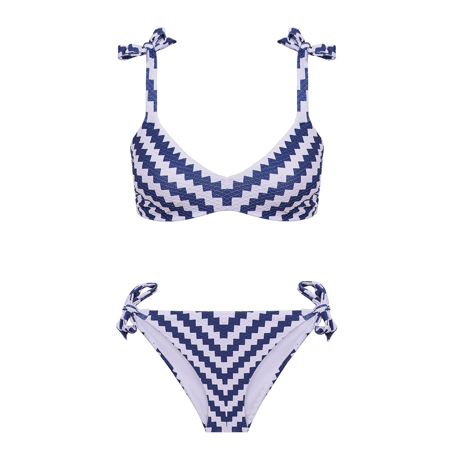 Women’s Grace Crop Top Navy Blue-White Bikini Small Ayje