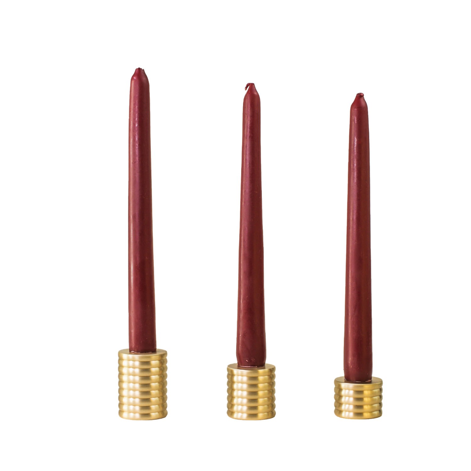 Roarcraft Gold Cylinder Candlestick - Set Of Three In Gold