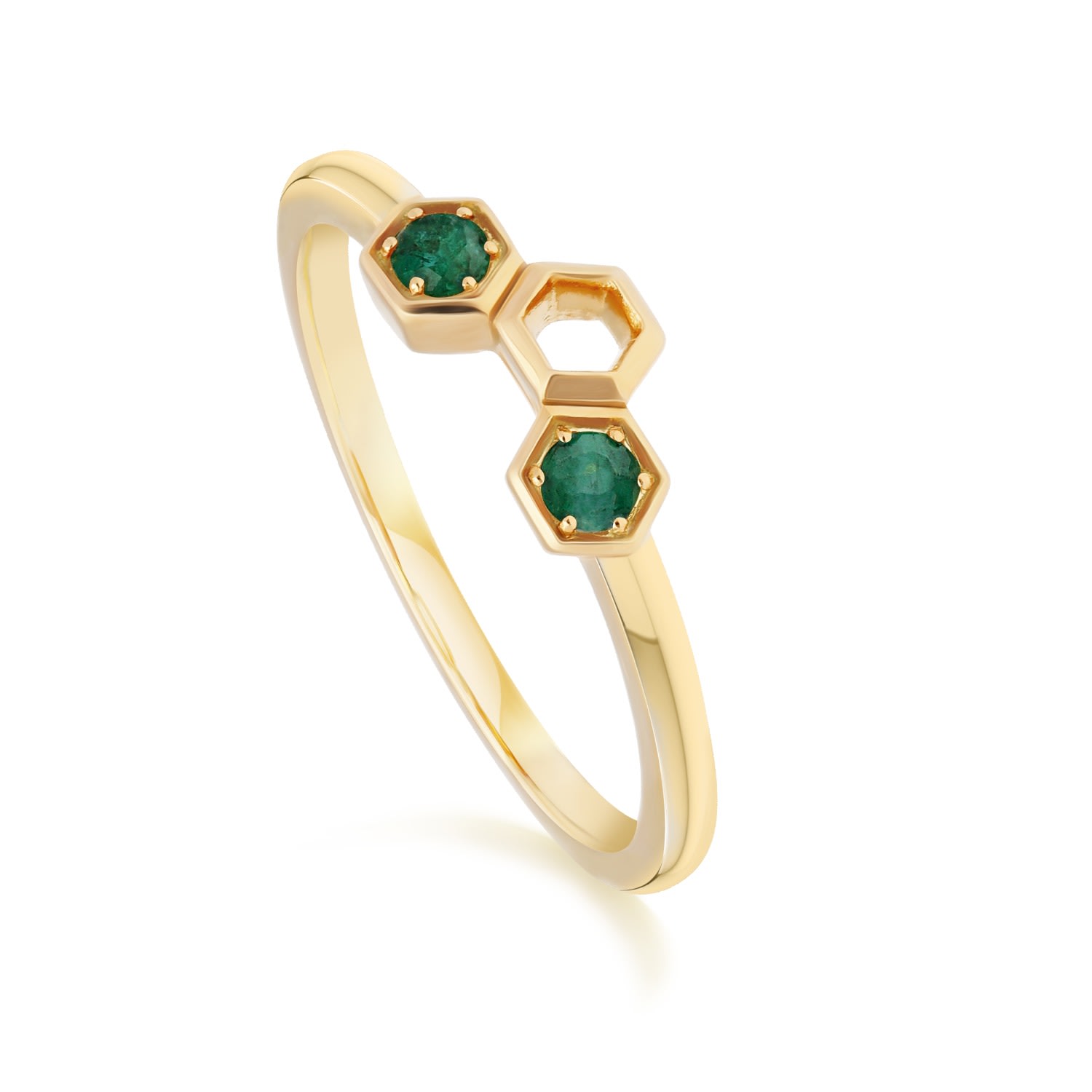 Women’s Green Honeycomb Emerald Ring In Yellow Gold Gemondo