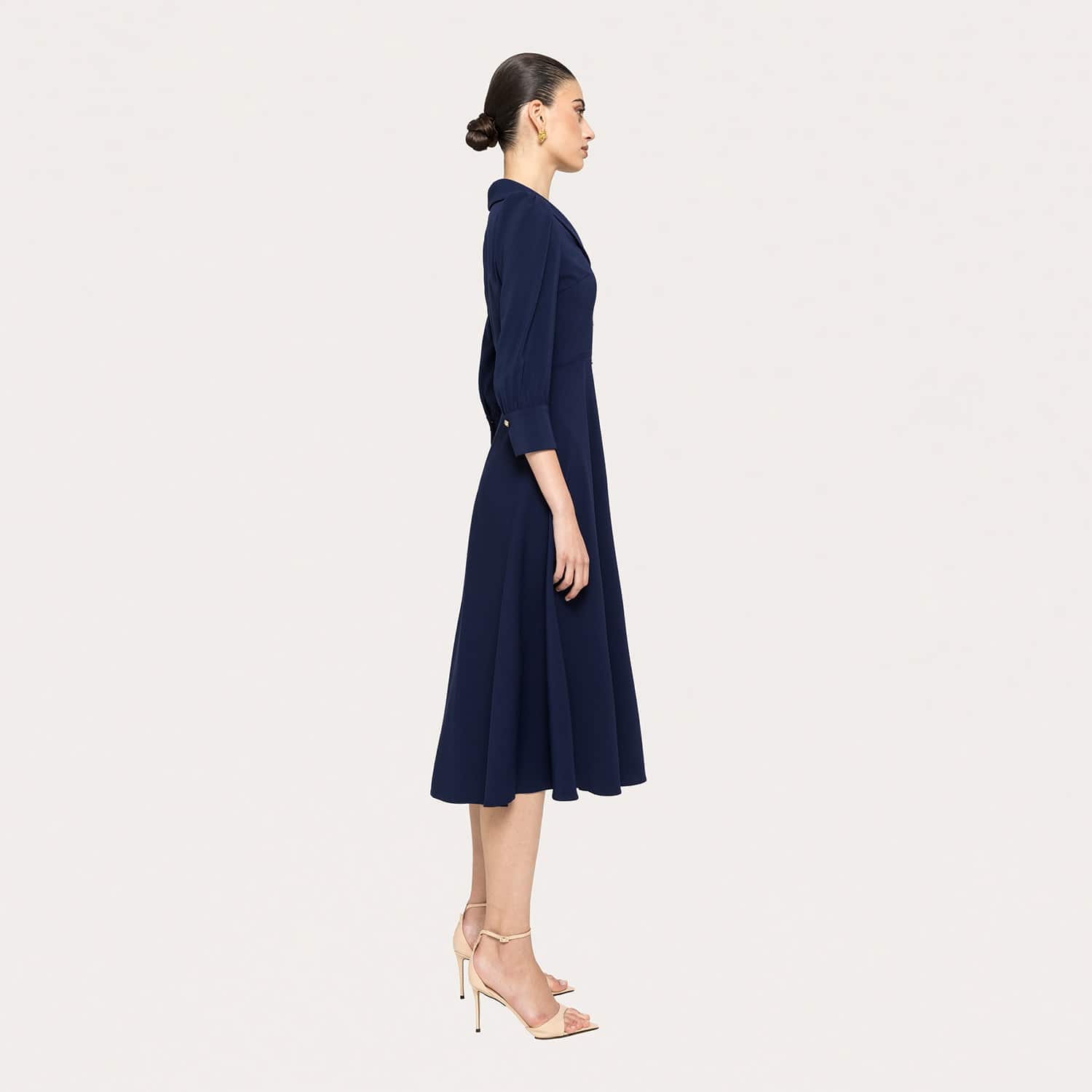 blue crepe midi dress Ikat Printed Blue Poly Crepe Midi Dress For Women M main image 1