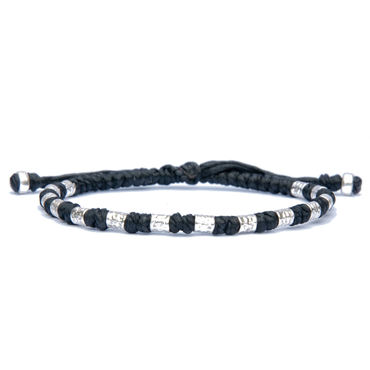 Harbour Uk Bracelets Viking Bracelet For Men - Handmade Of Vegan Rope And Silver - Yule - Black In Black