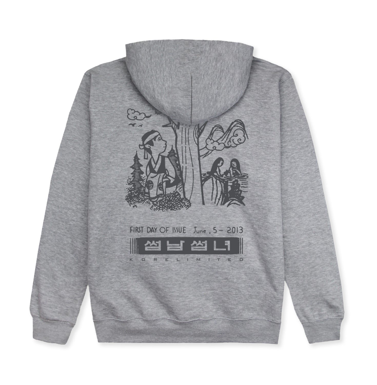 Korelimited Woodcutter And The Fairy Half Zip Up Hoodie In Heather Grey In Gray