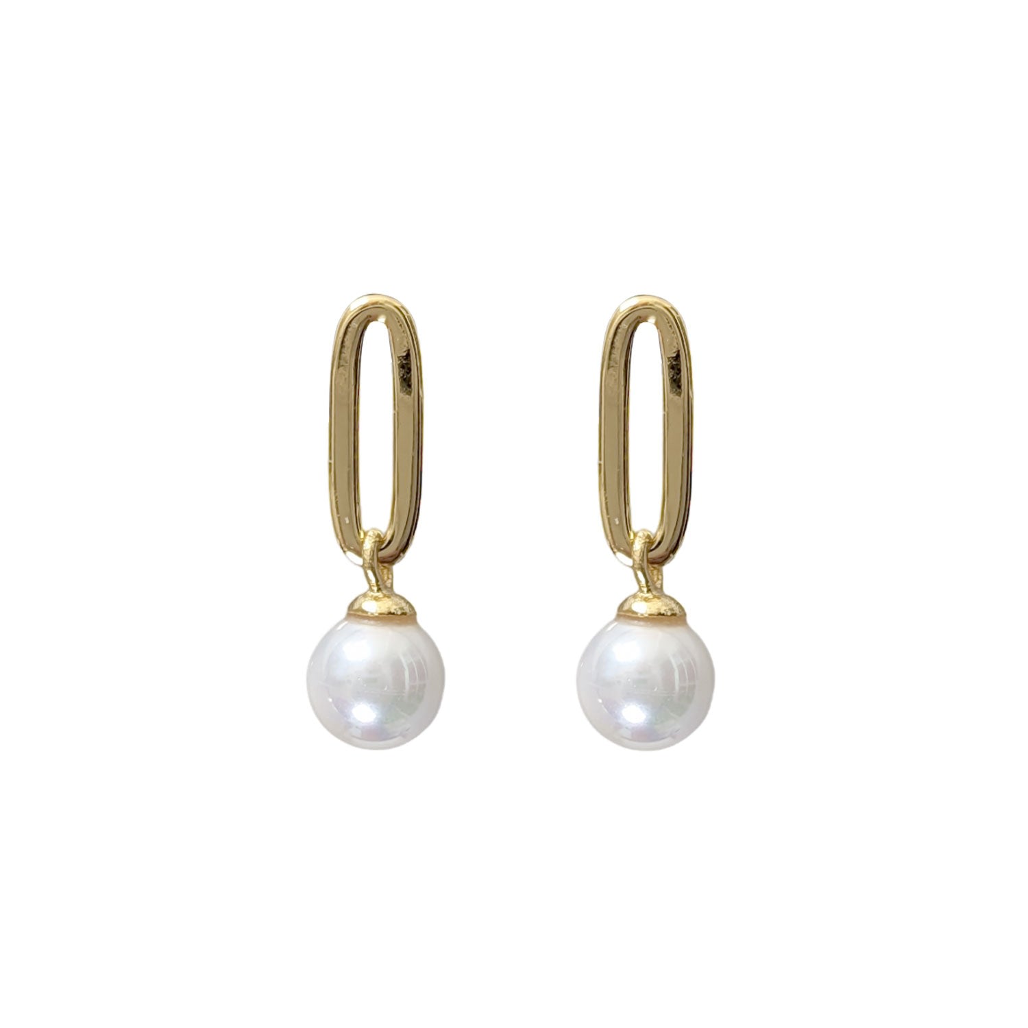 Mirabelle Jewellery Women's White Pearl Link Earrings In Burgundy