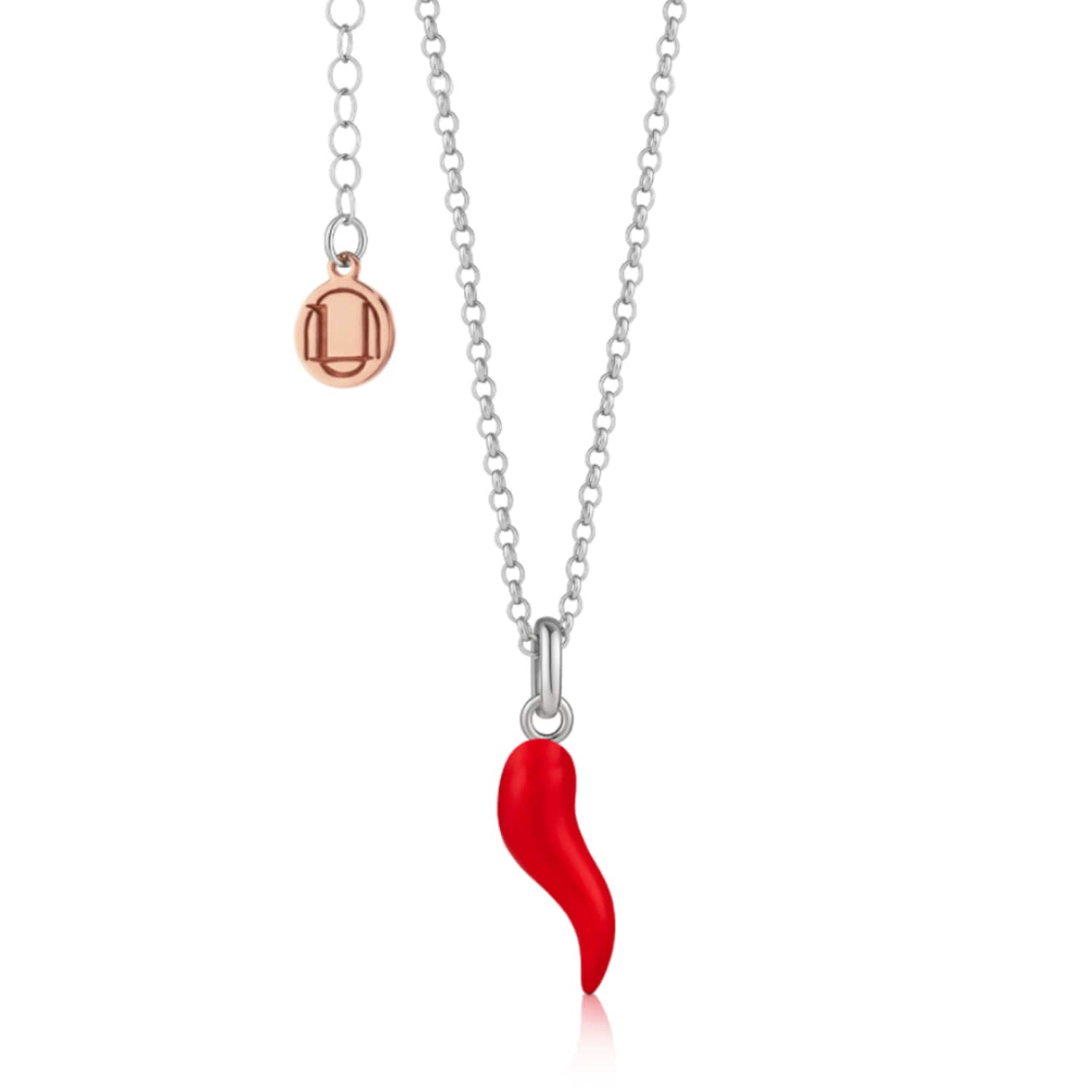 Silver And Red Enamel Cornicello Necklace – Italian Handmade Good 