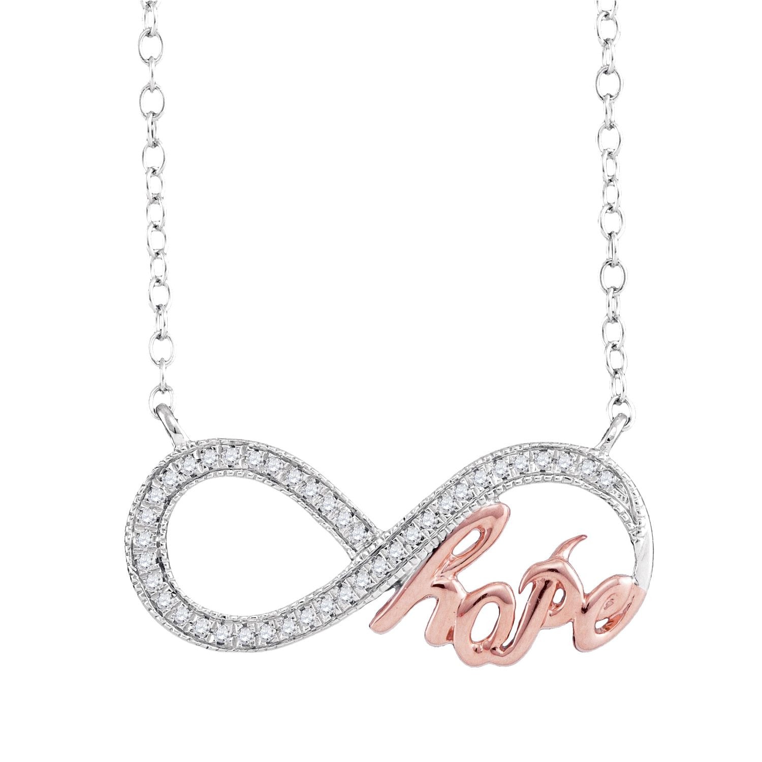 Women’s Infinity Hope Necklace In 10K White Gold .10Ct Cosanuova