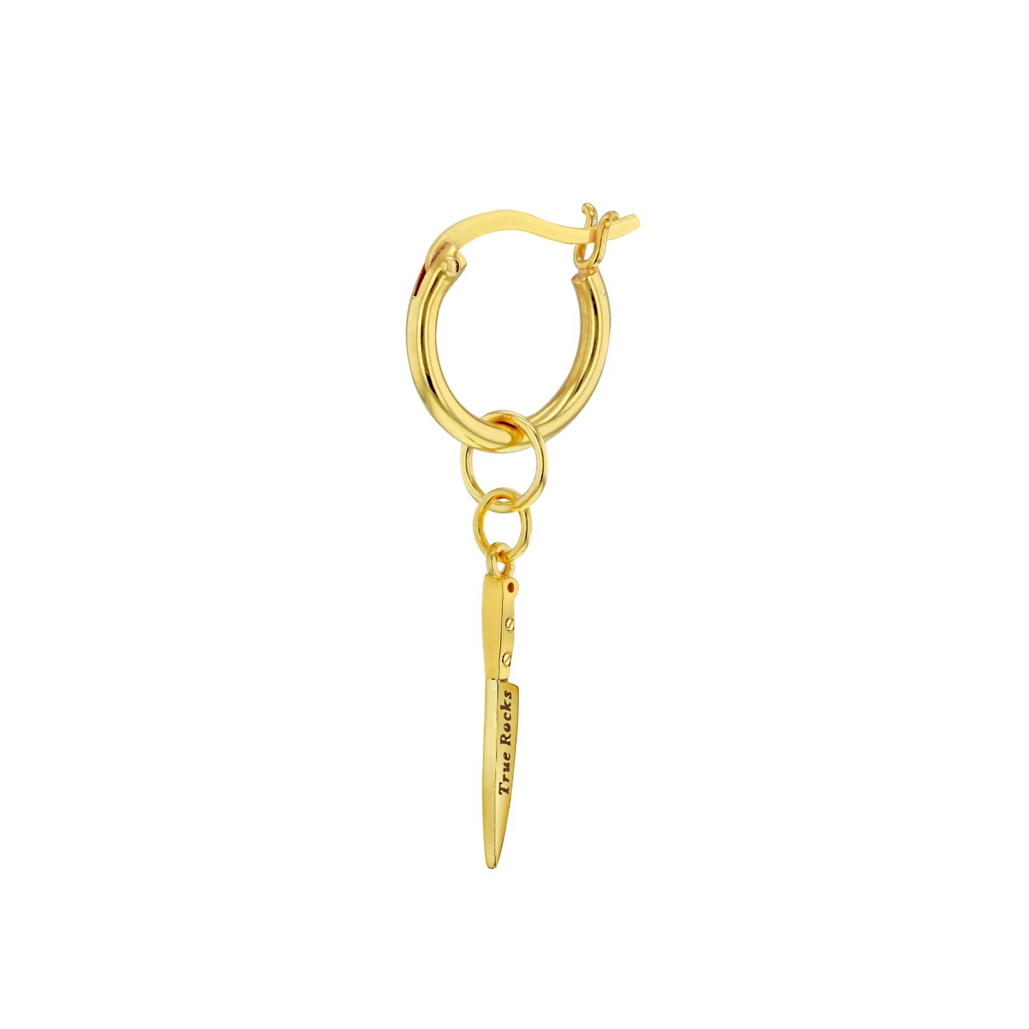 True Rocks Men's 18kt Gold Vermeil Knife Charm On Gold Hoop In Gold