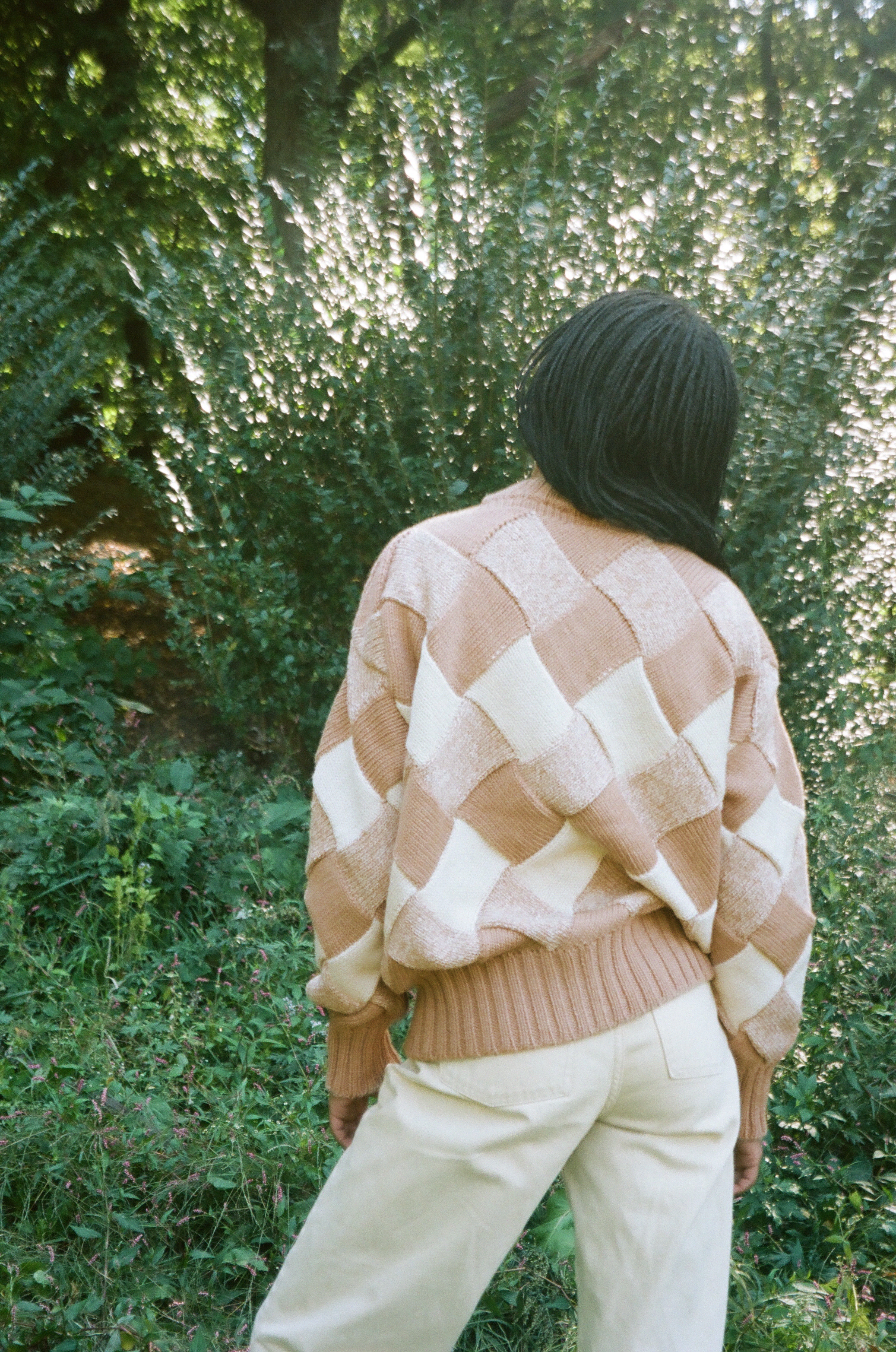 Basket-Weave Sweater In Oatmeal, GiGi Knitwear