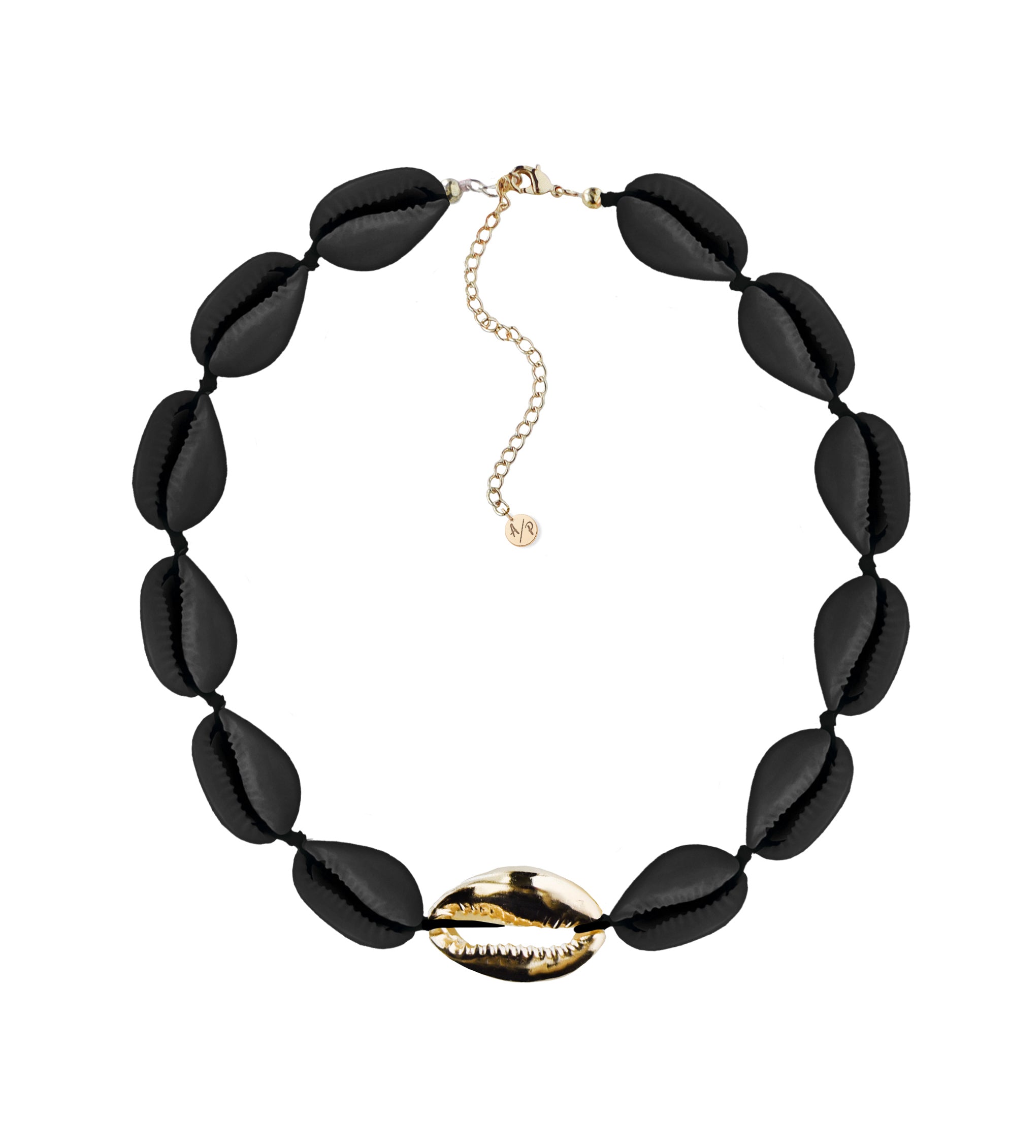 Adriana Pappas Designs Women's Metal Shell Accent Choker Matte Black - Gold Plated