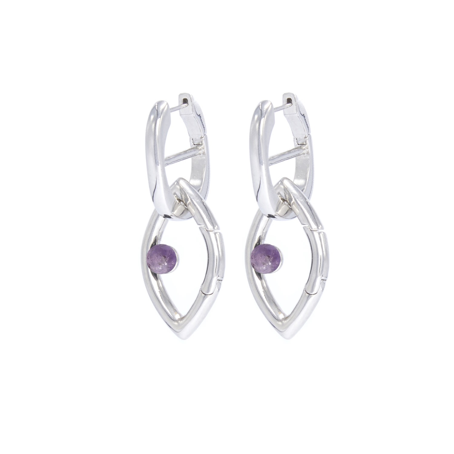 Shop Capsule Eleven Women's Silver Chain Eye Earrings Amethyst