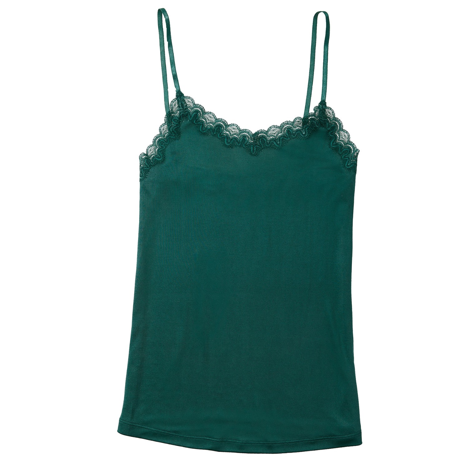 Uwila Warrior Women's Green Soft Silk Lace Camisole - Smoke Pine In Green