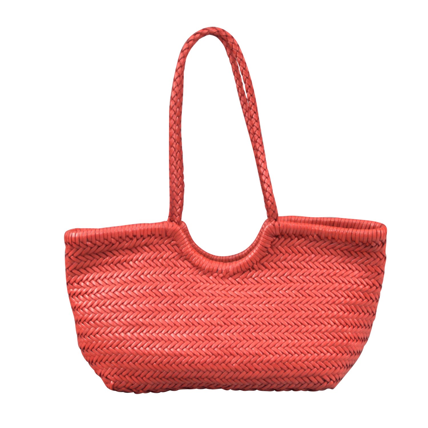Women’s Woven Leather Beach Bag ’Alessia’ - Red Rimini