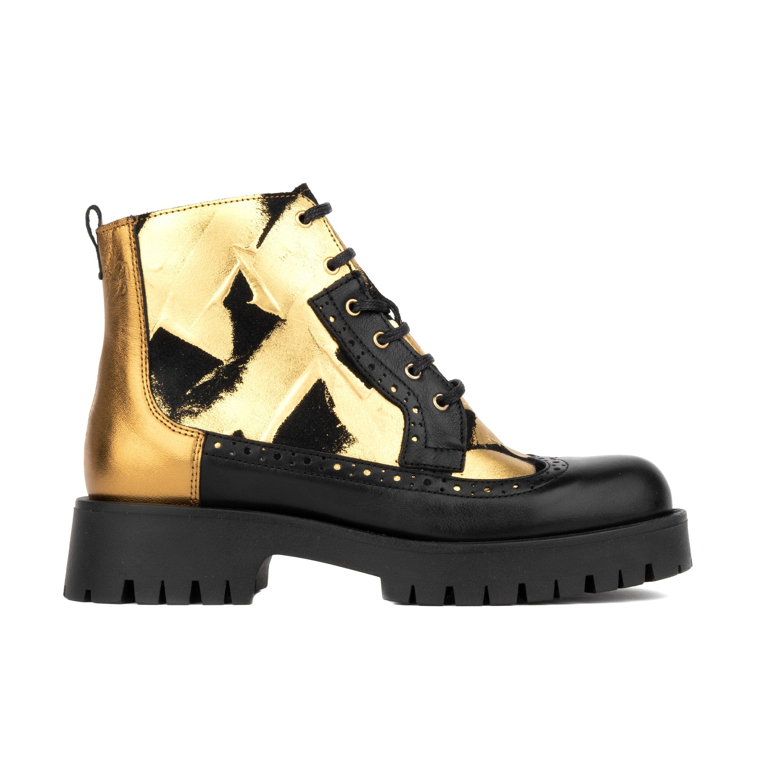 Embassy London Usa Gold / Black Hatter Platform - Gold & Black - Womens Ankle Boots In Gold/black