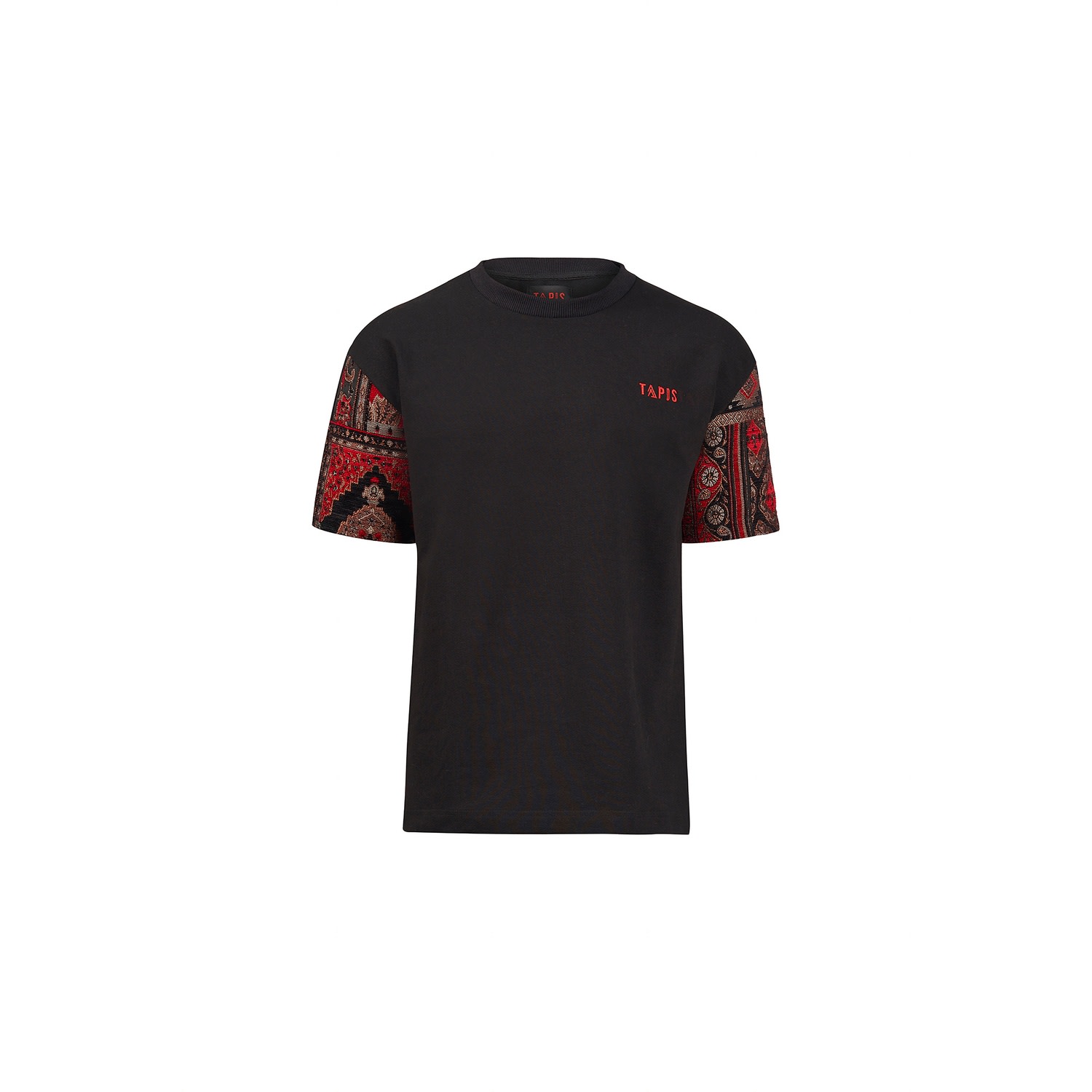 Tapis Men's  Essentials Red Carpet Detailed Black T-shirt