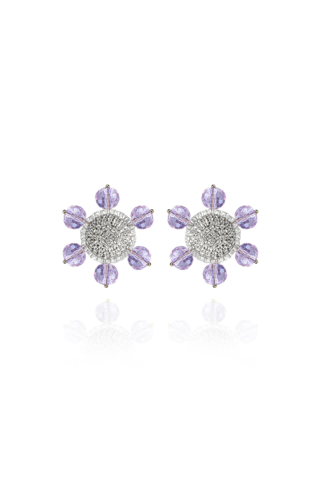 Saule Label Women's Silver / Pink / Purple Jolie Clip-on Earrings In Lilac Dream In Silver/pink/purple