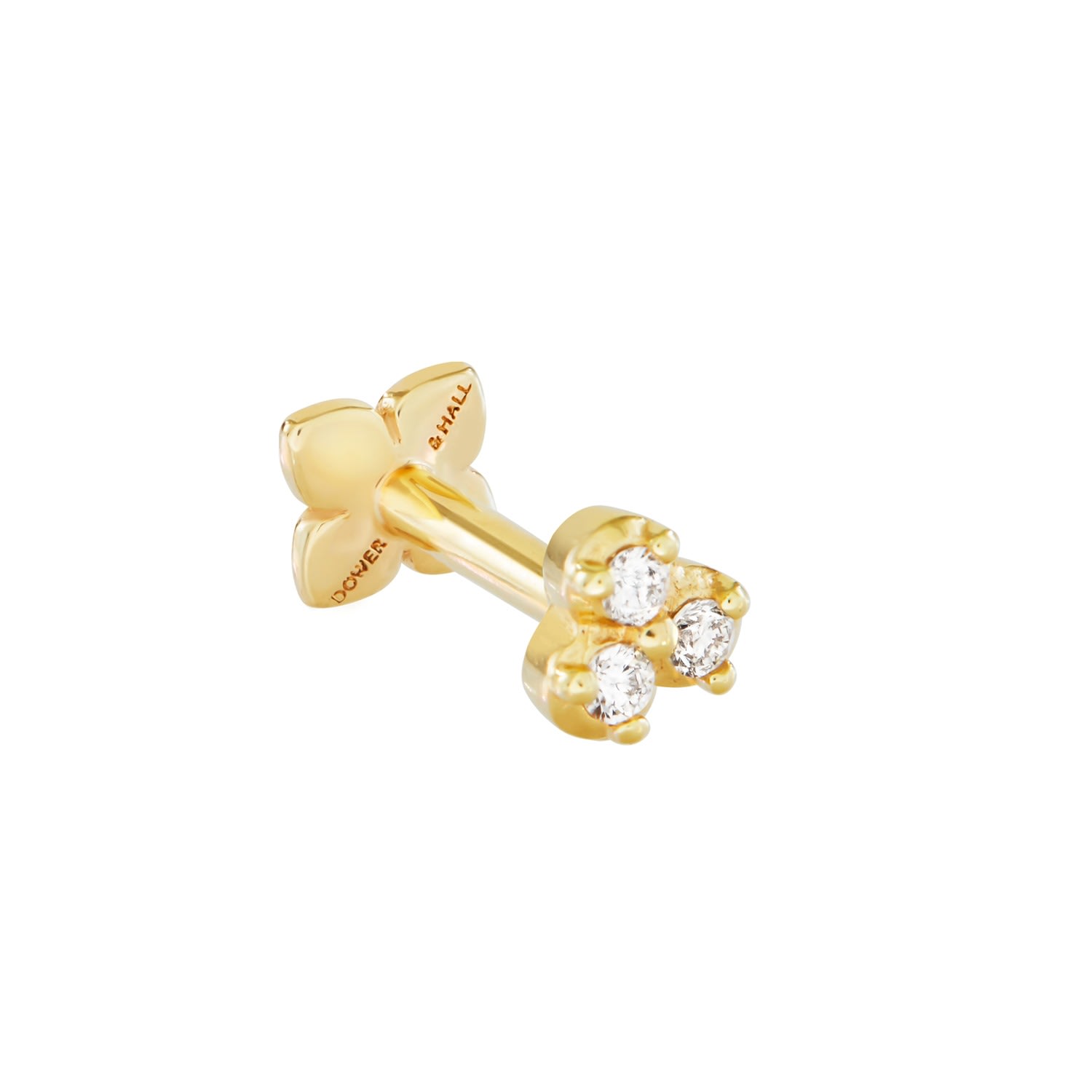 Women’s Gold 9K Stargazer Diamond Trio Labret Dower & Hall