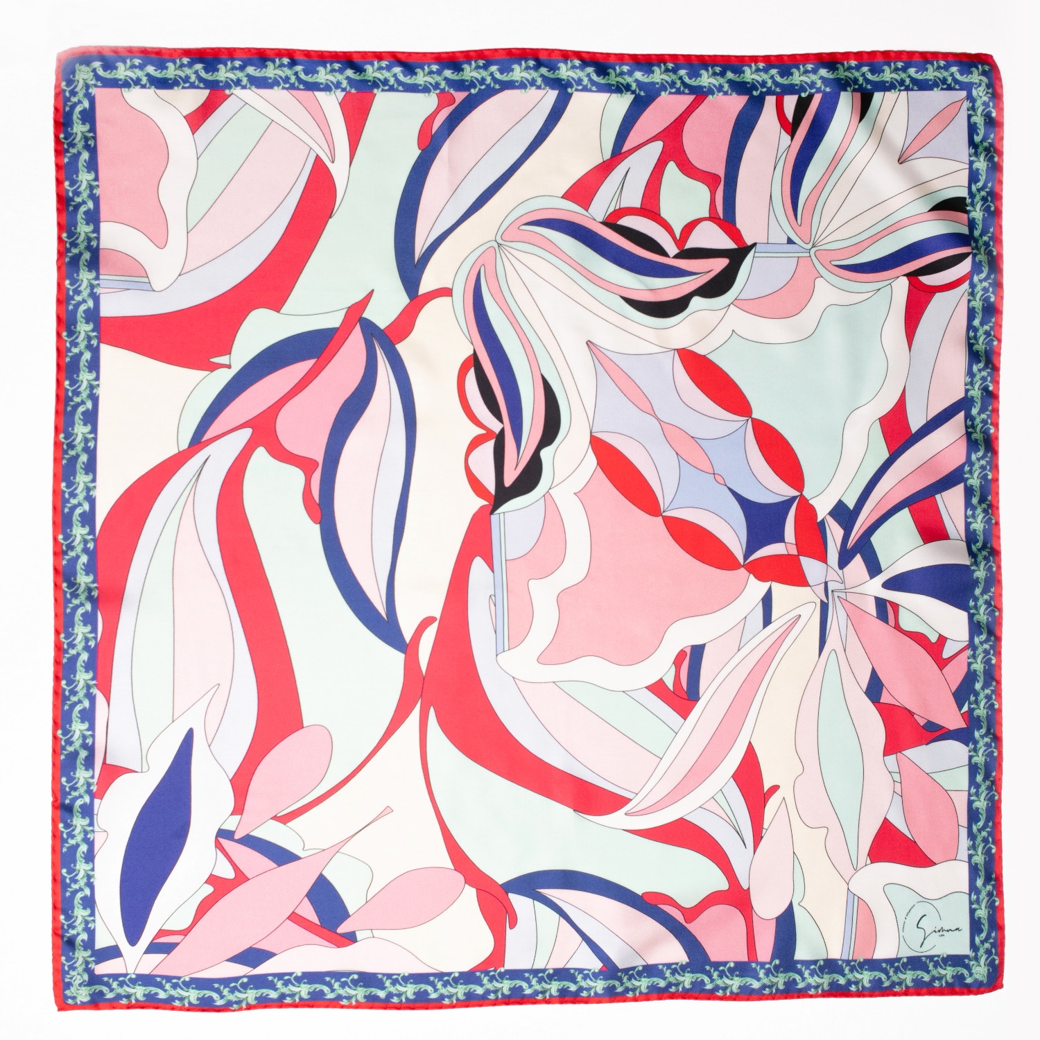 Women’s Pink / Purple Bold Botanicals Twill Silk Scarf In Magenta - Medium Medium Simna Ldn