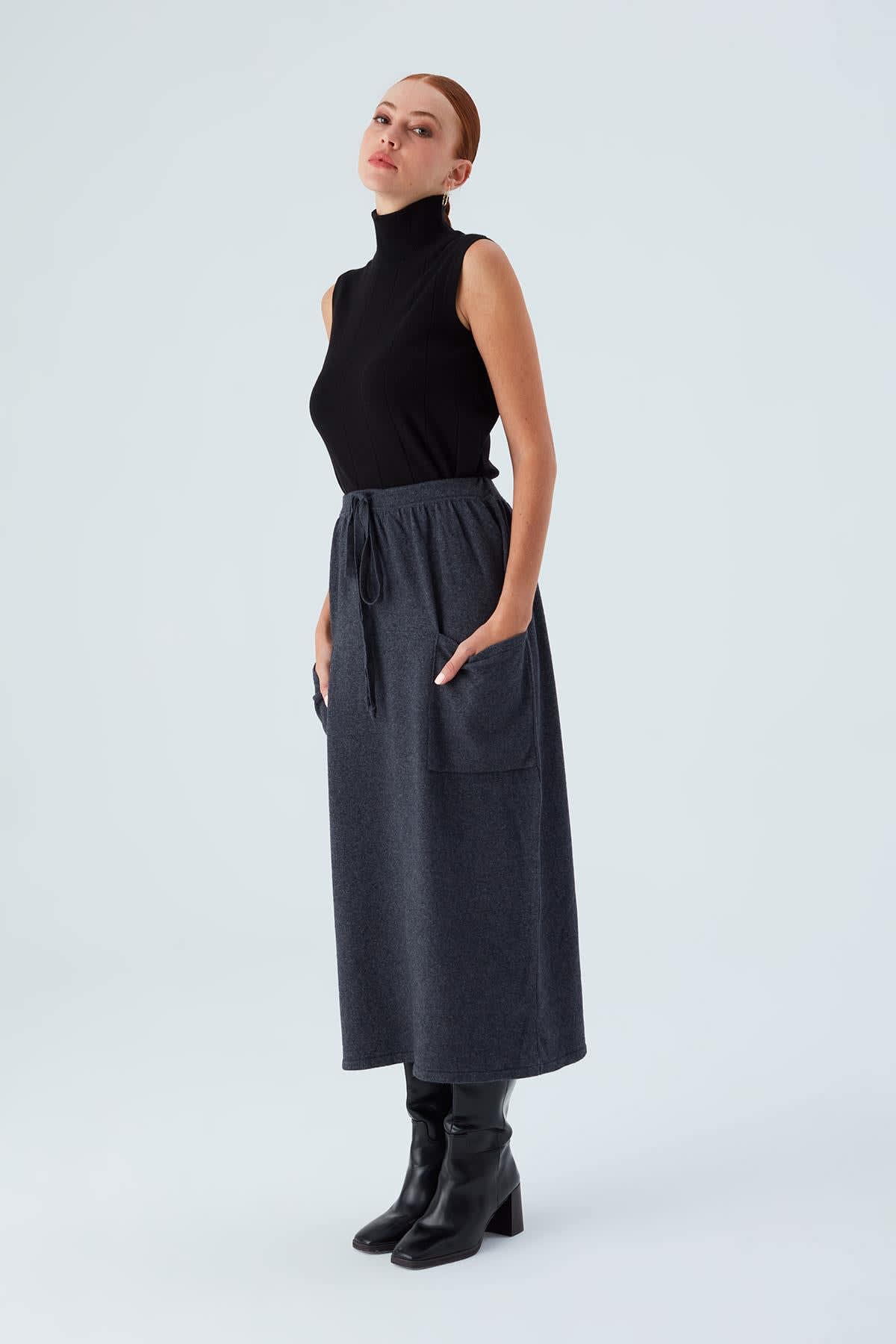 Knit skirt top elastic waist