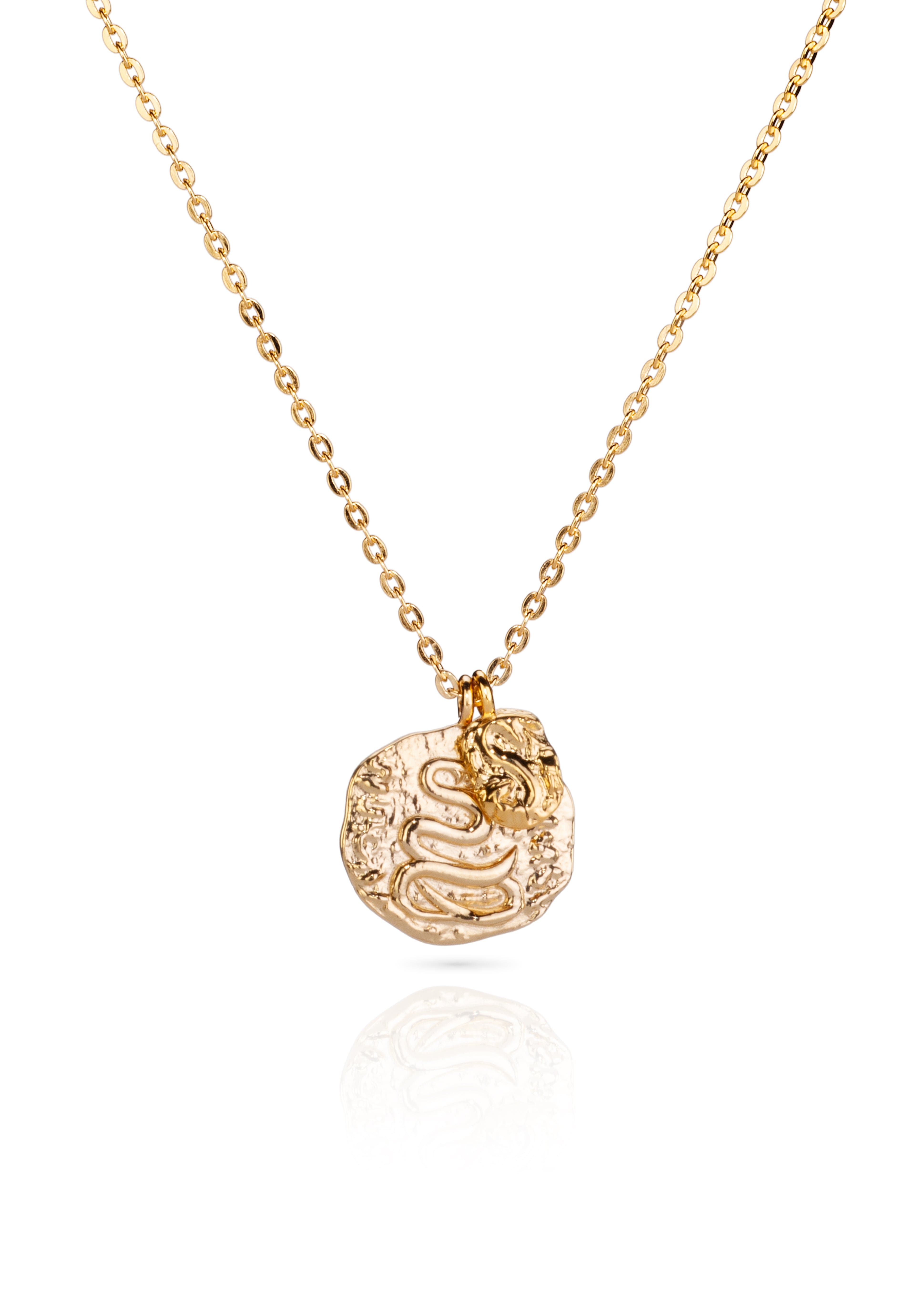 Aaria London Women's Snake Coin Necklace - Gold