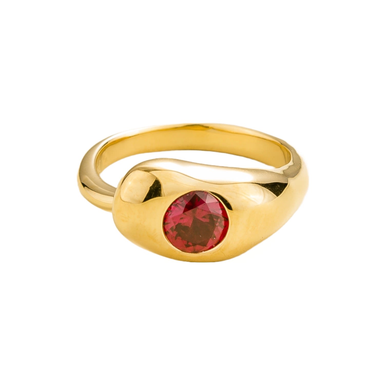 Juvetti Women's Gold / Red Fava Ring In Ruby Set In Gold